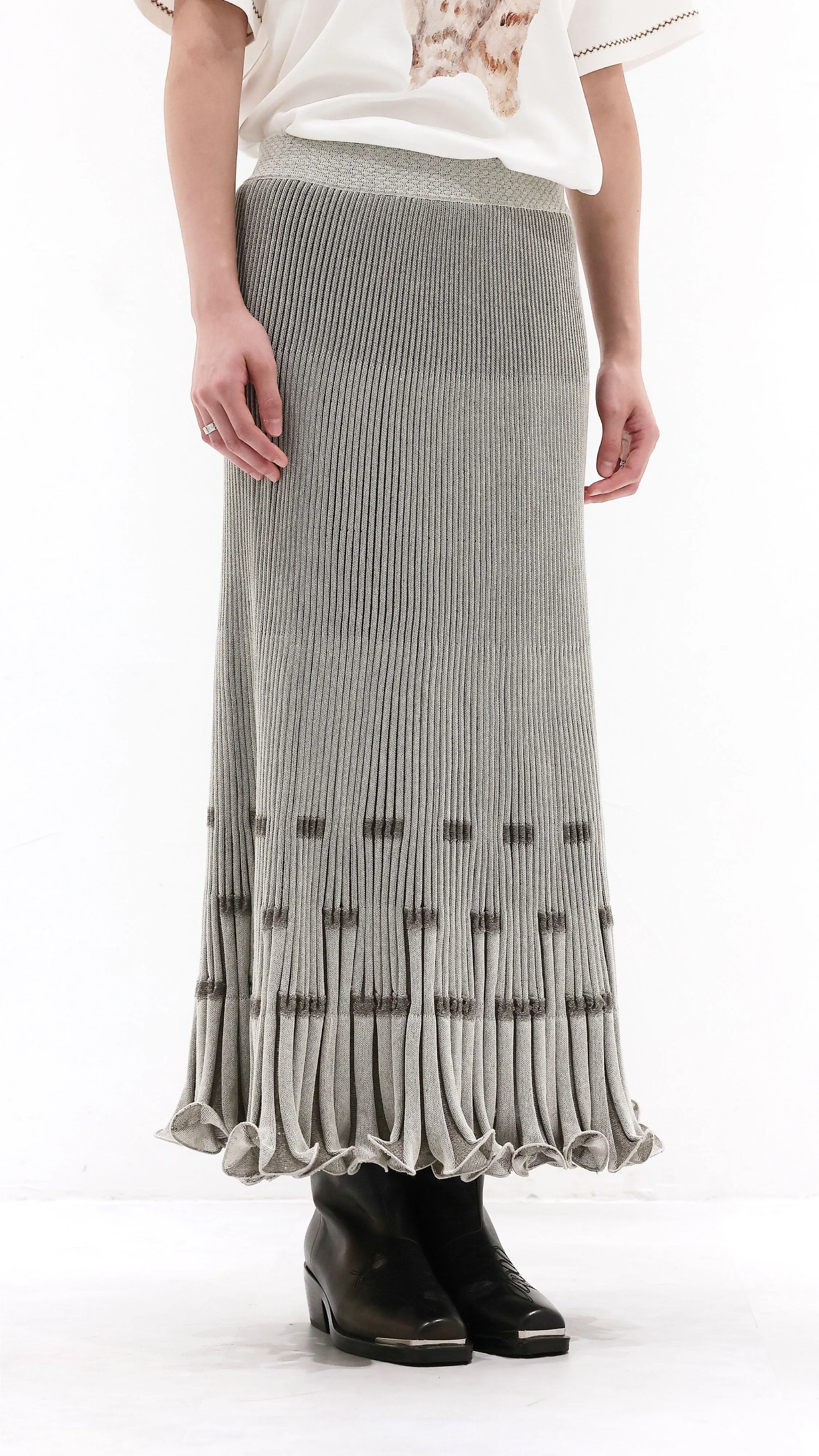 Fish Tail Knit Skirt High low hem