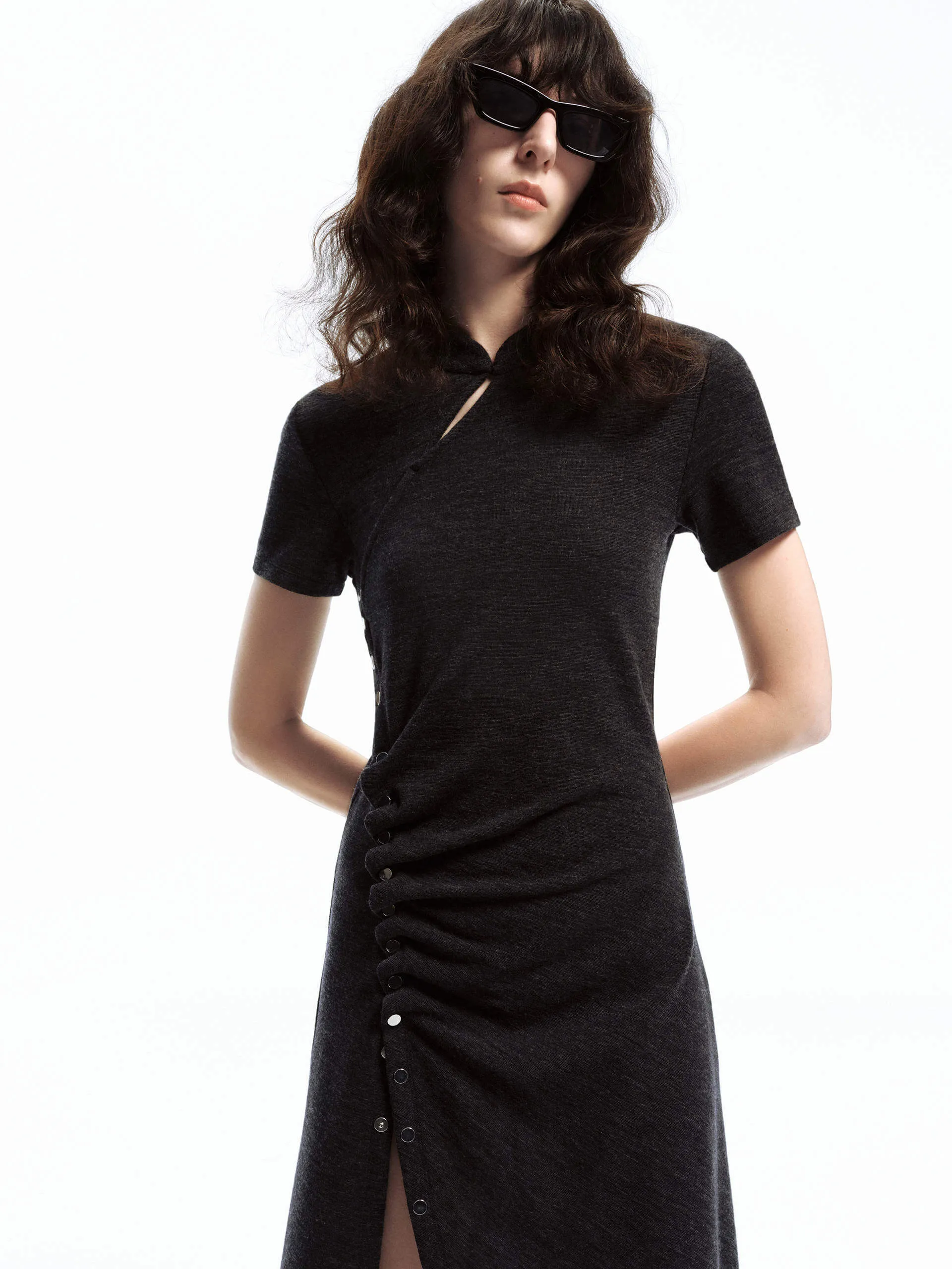 One Step Look Heat Wave Knitted Wool Midi Dress