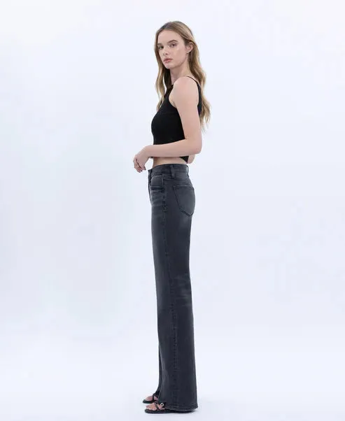 Black Angelic Wash High Rise Vintage Flare AbrasionResistant Material