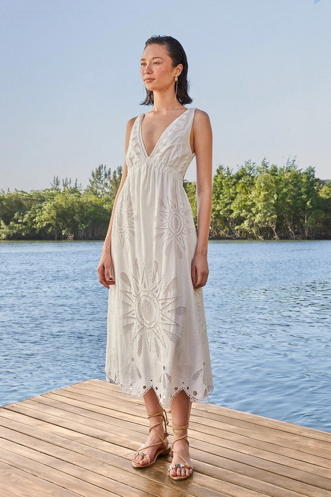 Off-White Maxi Richelieu Lenzing? Ecovero? Euroflax? Maxi Dress Tropical Air