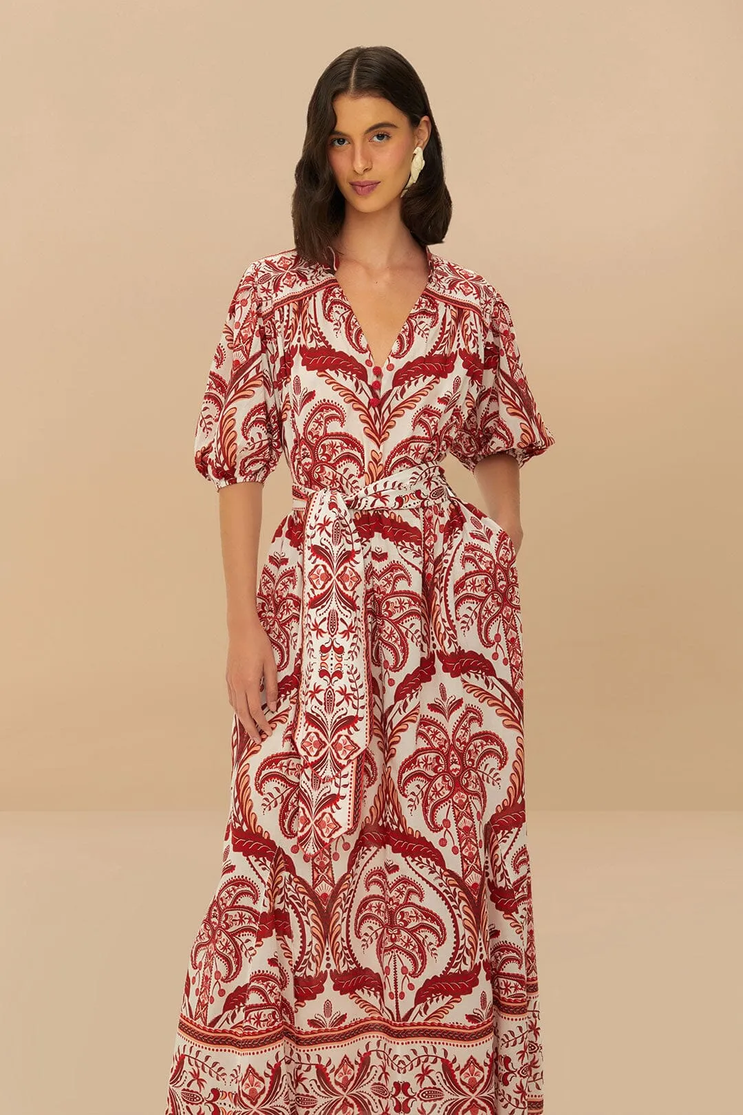 Off-White Tropical Cameo Belted Maxi Dress Sophisticated summer attire casual beachwear