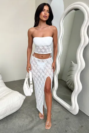 Tea length Elia Skirt - White