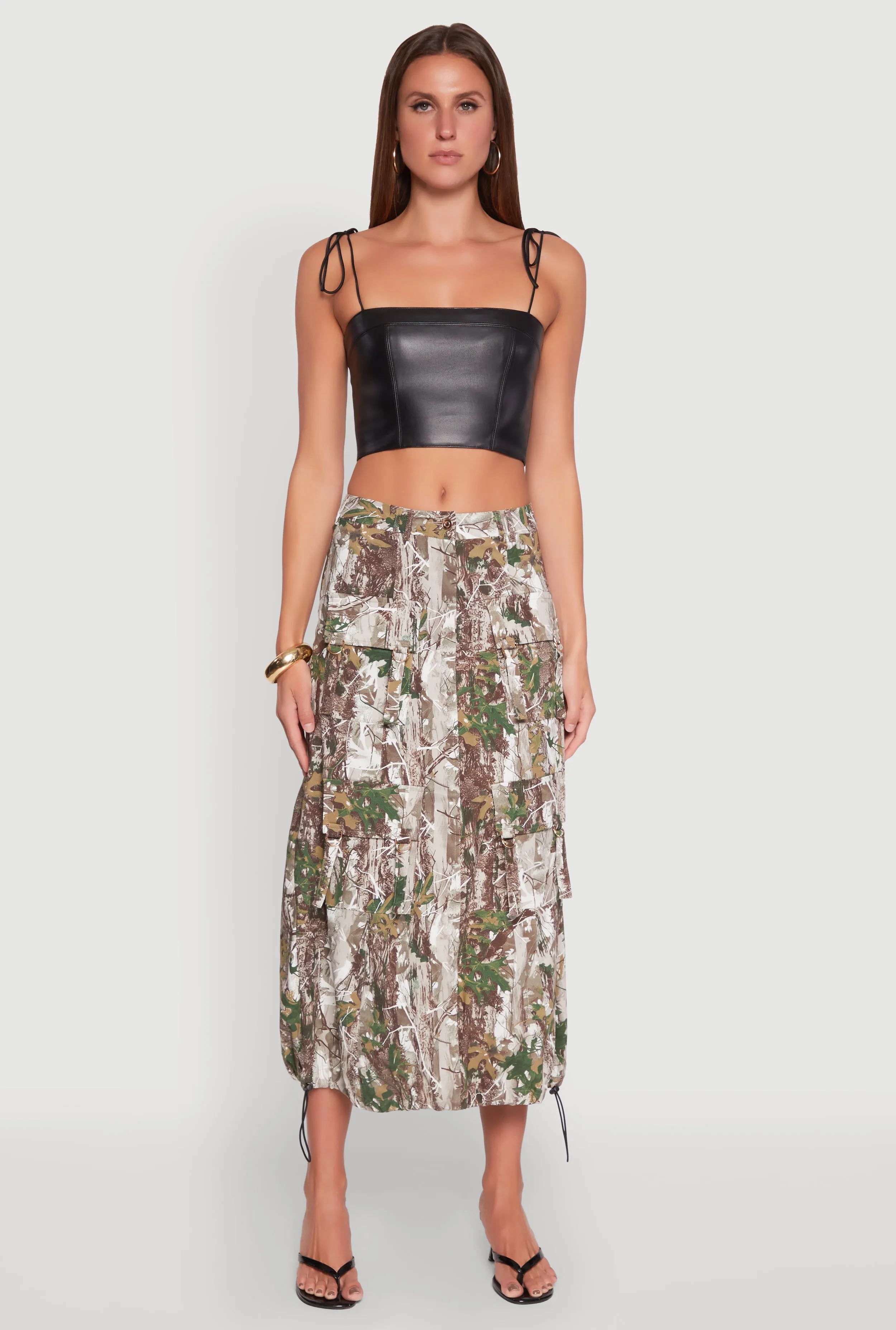 Hunter Camo Hyperstretch Cargo Maxi Skirt Tear Resistant Material