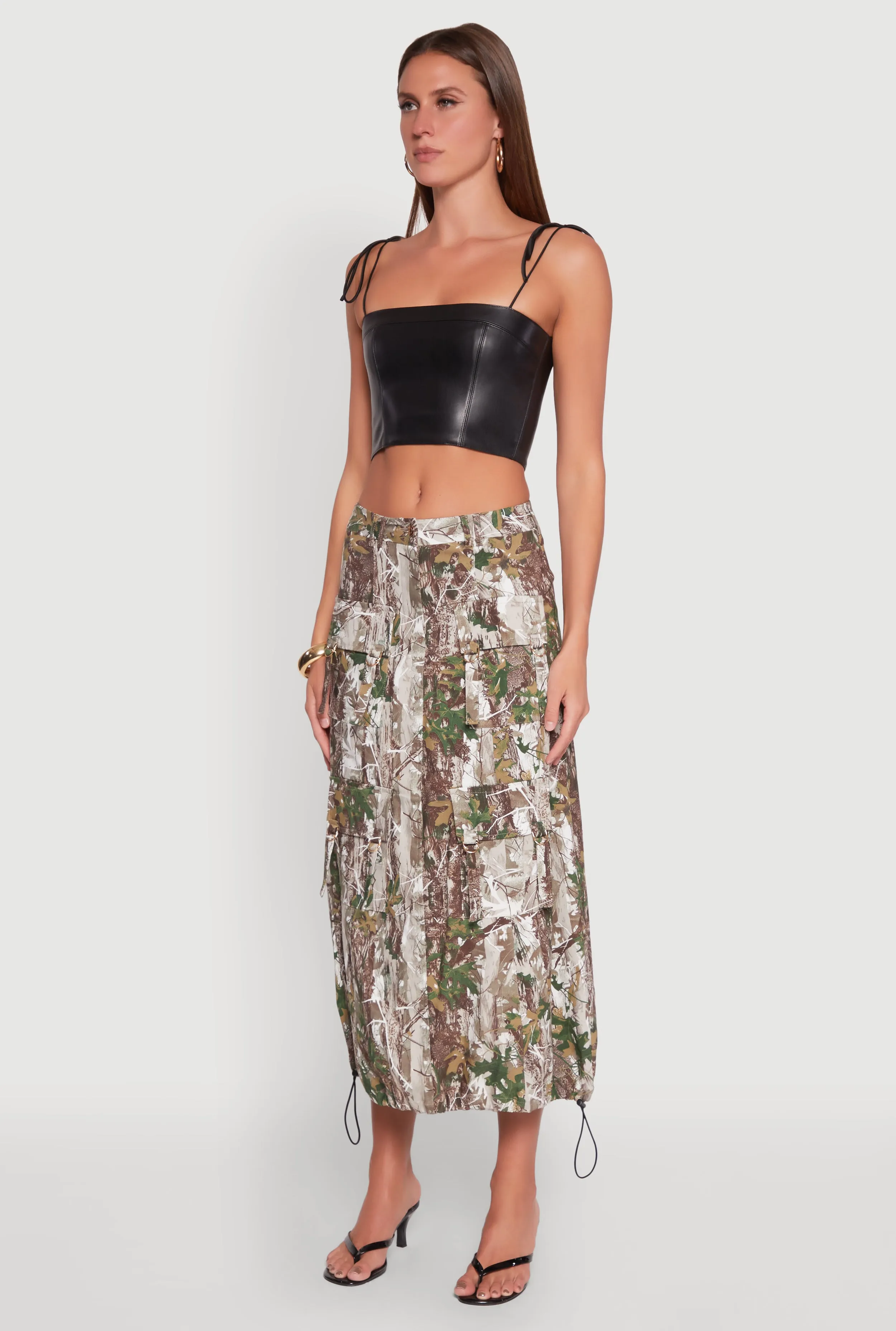 Ankle length Hunter Camo Hyperstretch Cargo Maxi Skirt