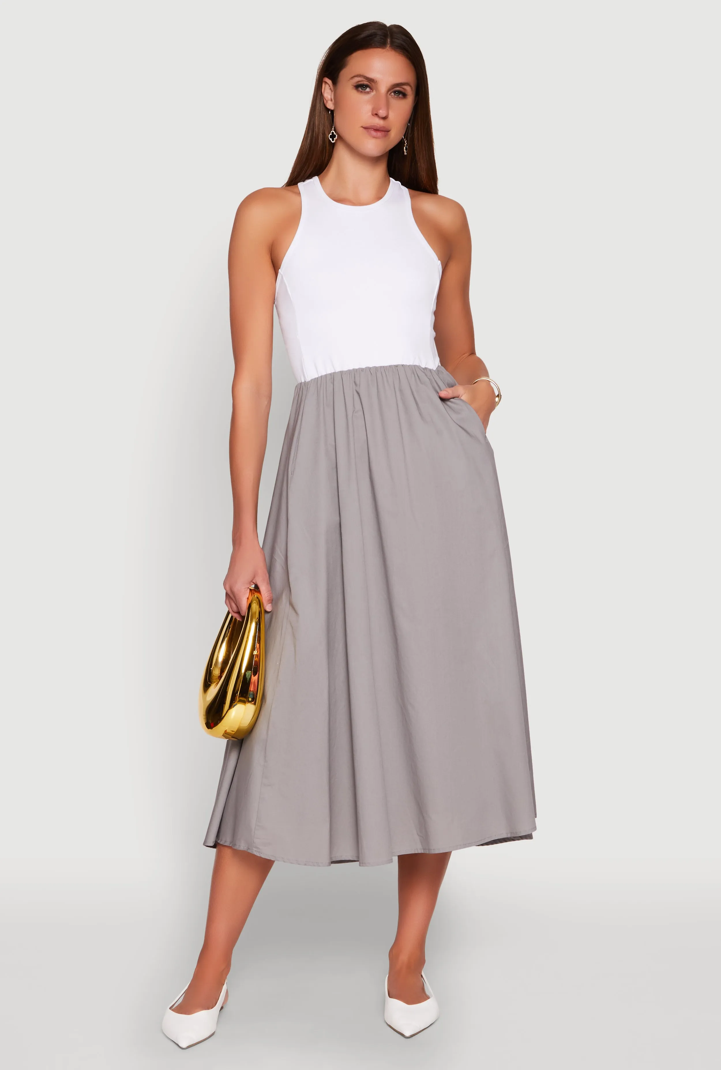 The flowing design of this dress provides plenty of movement while keeping you looking polished Keyhole Racerback Maxi Dress