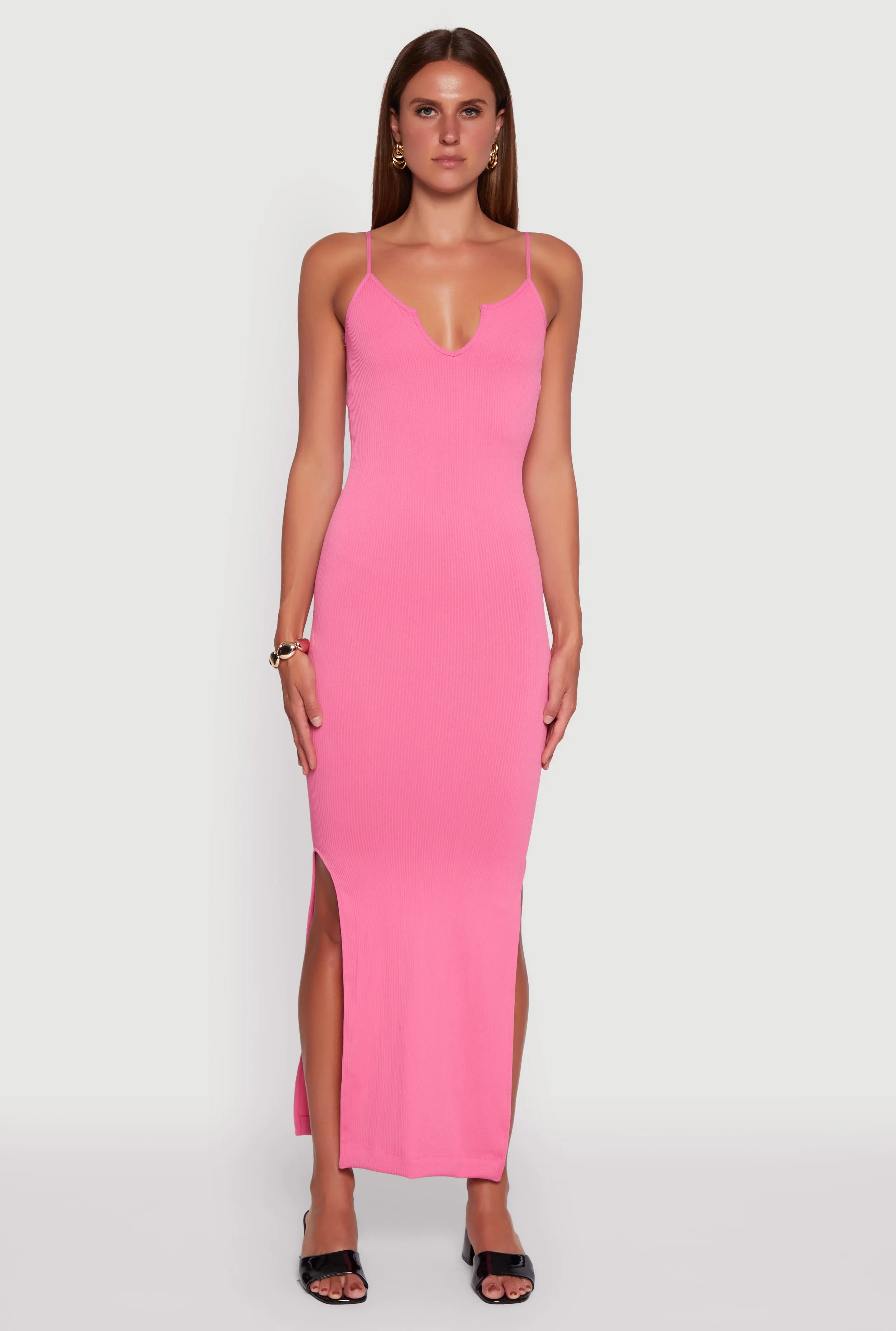 Ribbed Knit Sleeveless Notch Neck Maxi Dress Golden Dune This maxi dress offers the perfect combination of comfort and style for everyday wear