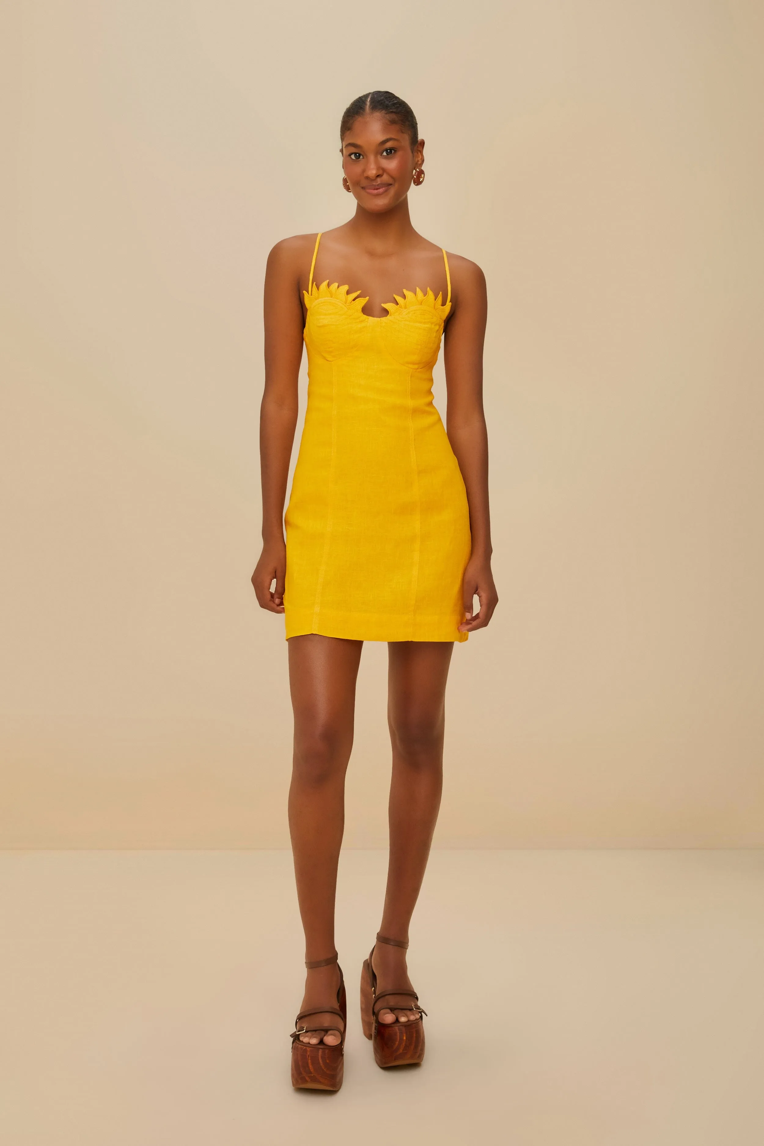 Yellow Sunrise Cup Euroflax? Premium Linen Mini Dress Sunset Glam Light Mode