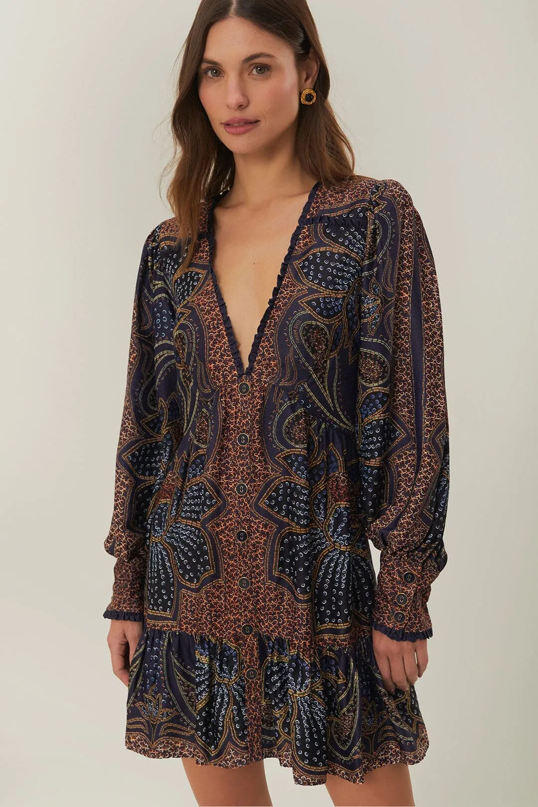 Party Beat Trendy Vibe Blue Floral Glam LENZING? ECOVERO? Mini Dress