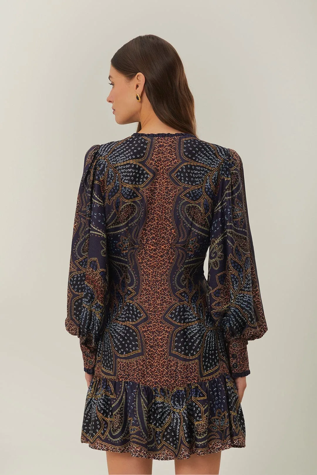 Charming Design Relaxed Look Blue Floral Glam LENZING? ECOVERO? Mini Dress