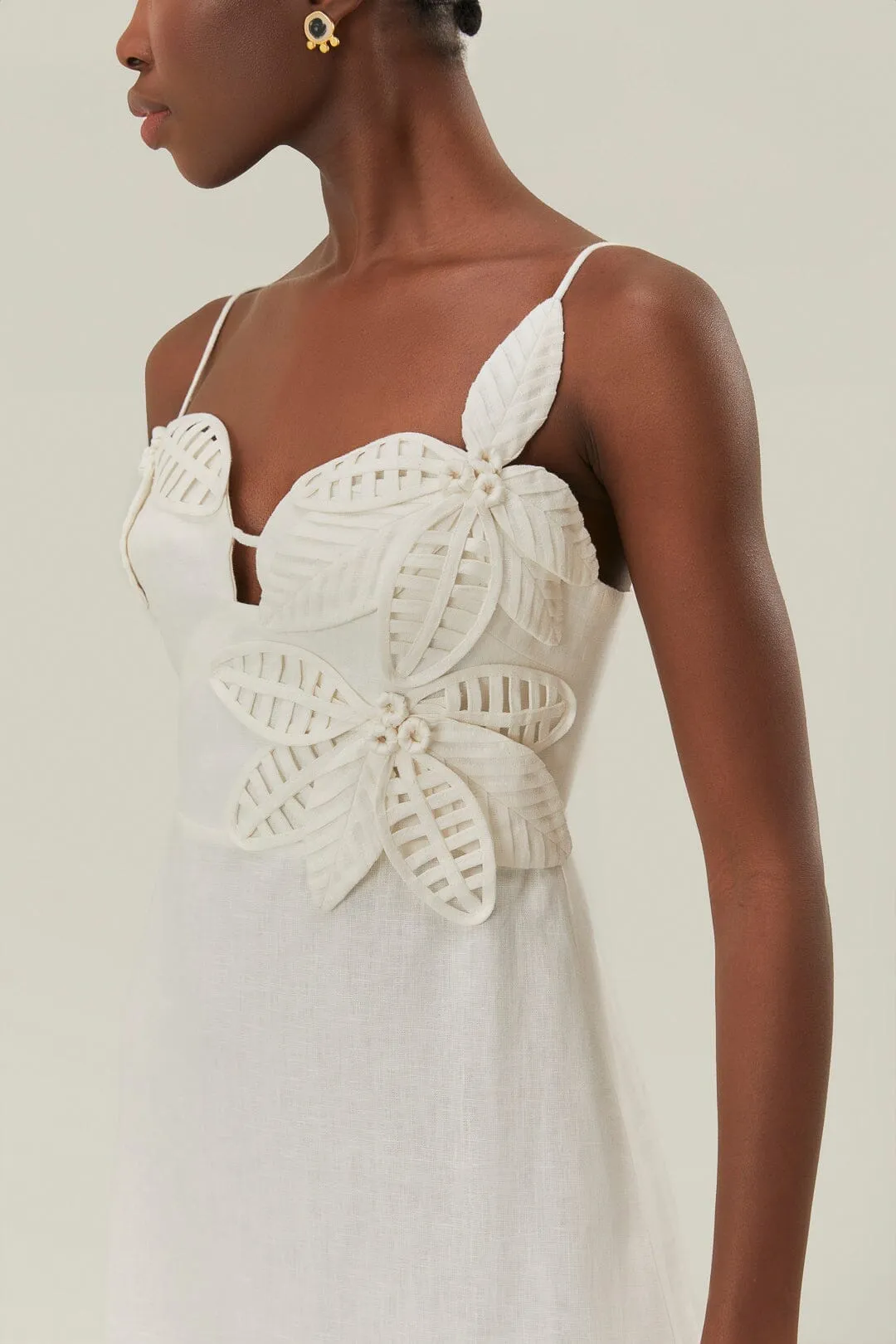 White 3D Flower Bodice Mini Dress Quick Glam Convertible Neckline