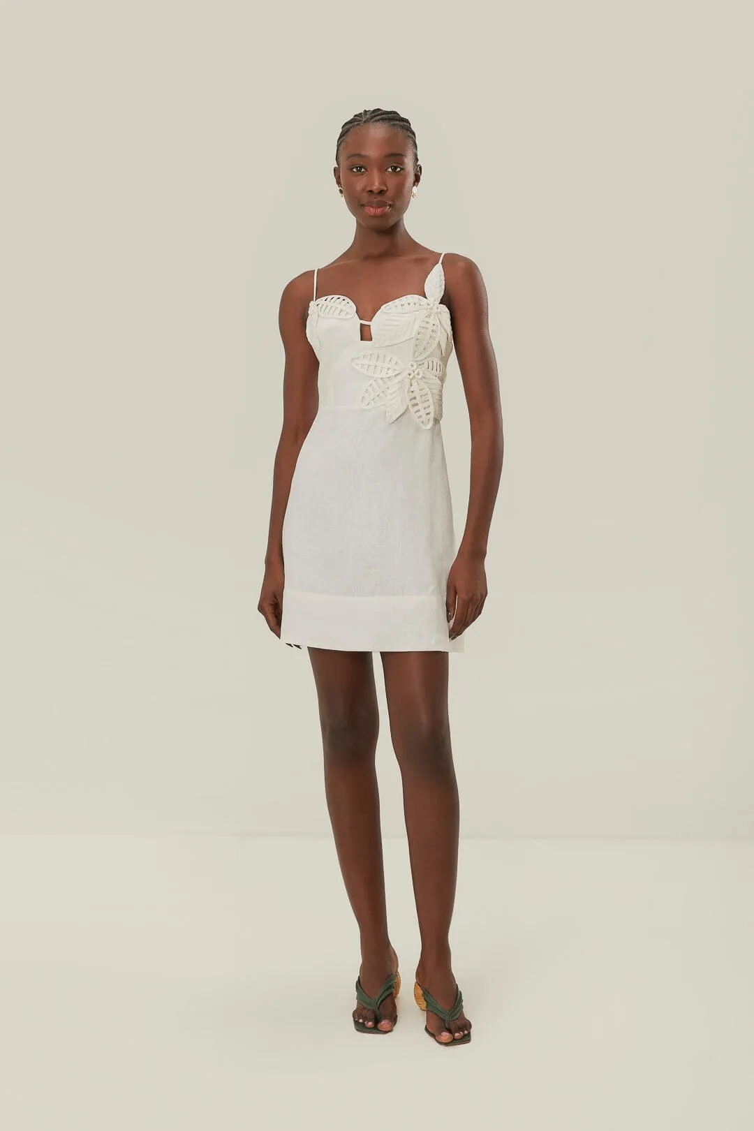 White 3D Flower Bodice Mini Dress Fun Glam