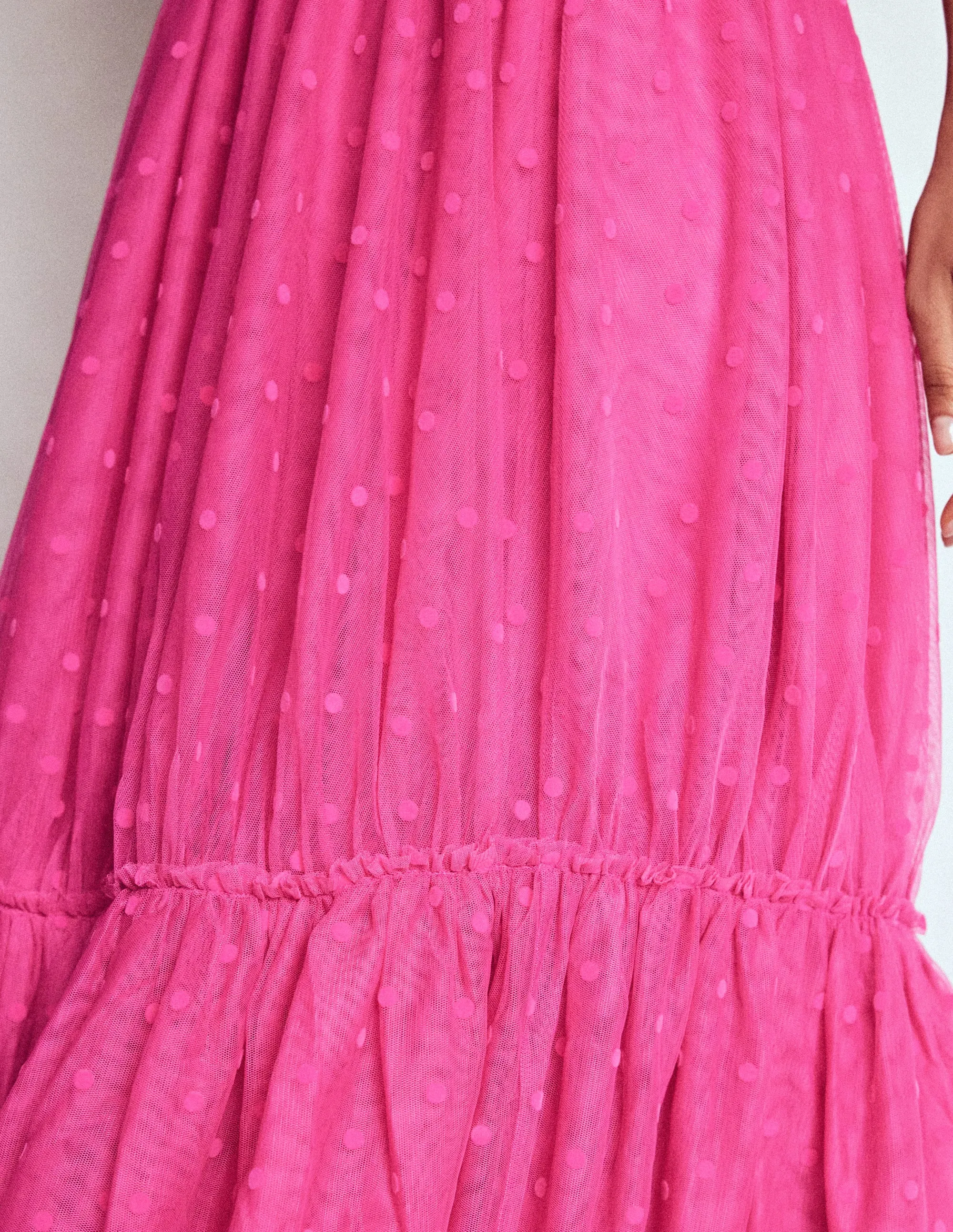 Hygienic Coating Anna Tulle Midi Skirt-Pink Flocked Spot