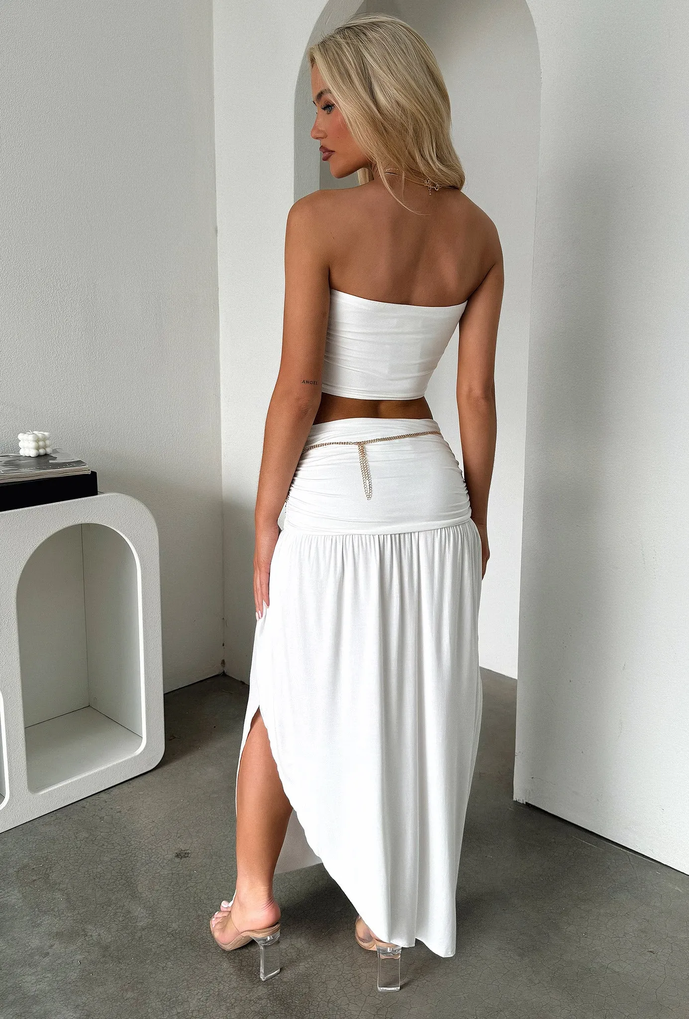 Cozy Tones Performance Fashion Rosalia Maxi Skirt - White