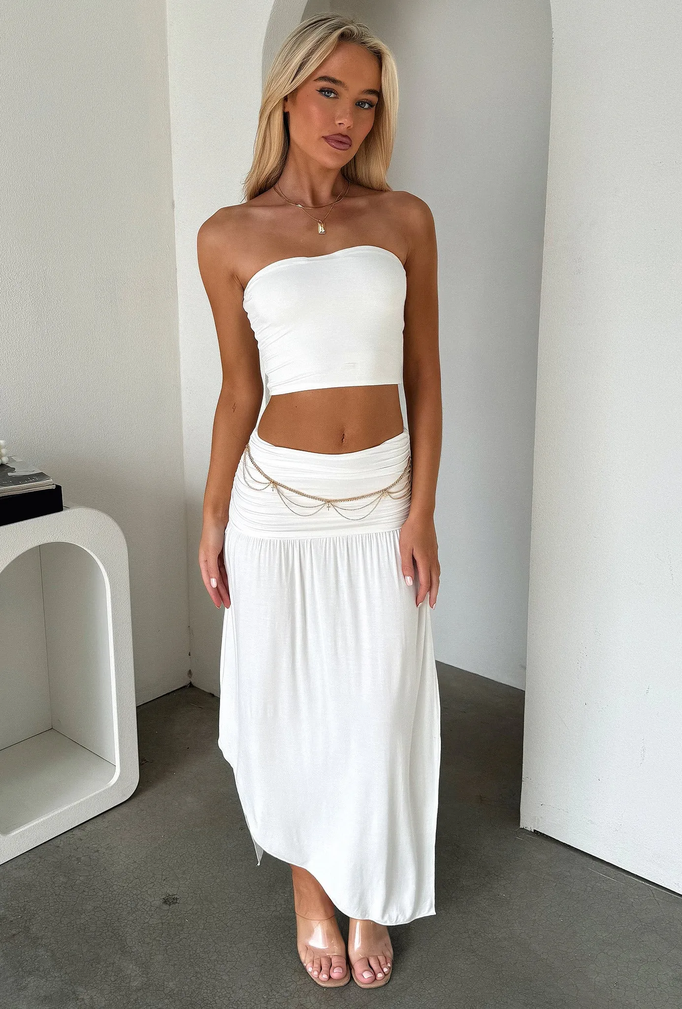 Rosalia Maxi Skirt - White Quick Dry Technology Fresh Look