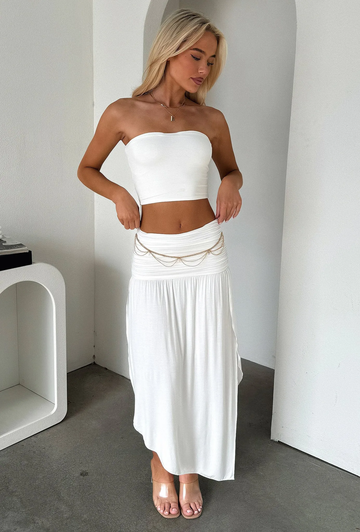 Reinforced Pockets Rosalia Maxi Skirt - White