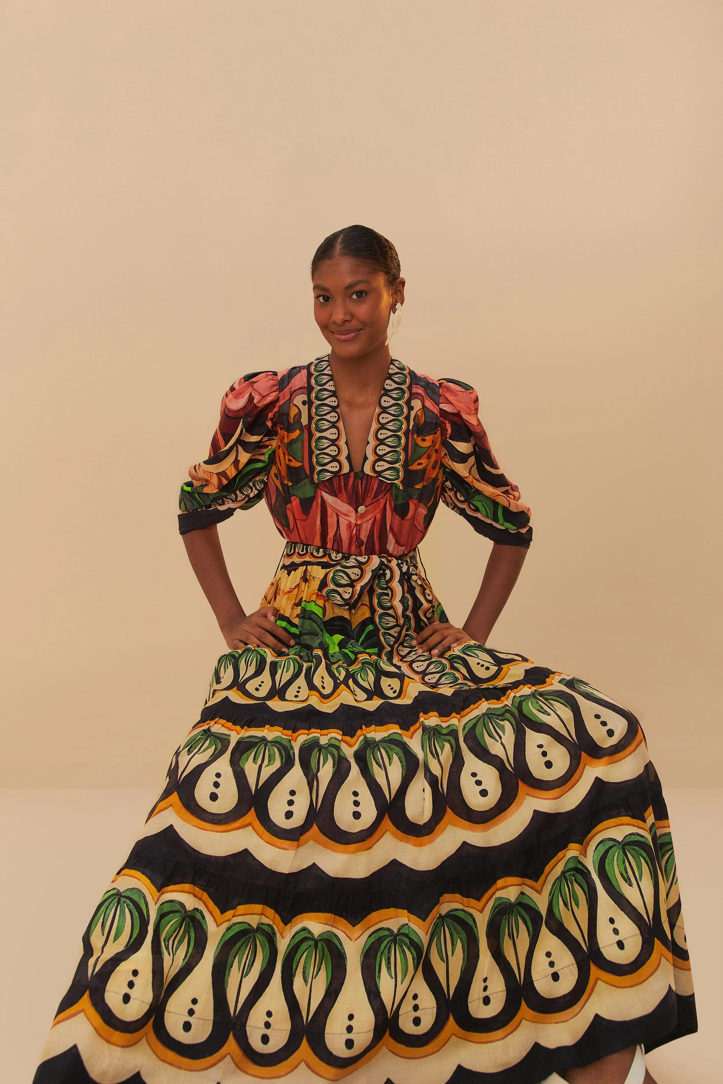 Black Coconut Tree Flow Maxi Dress Angel Feel