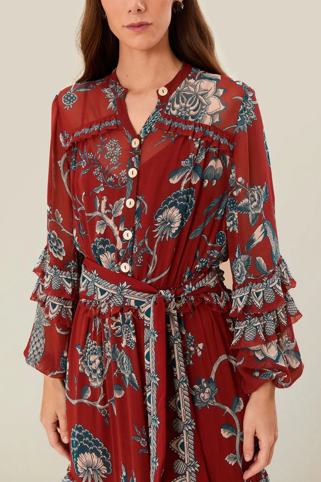 With its timeless design this dress is perfect for any season and any setting Red Tropical Landing Maxi Dress