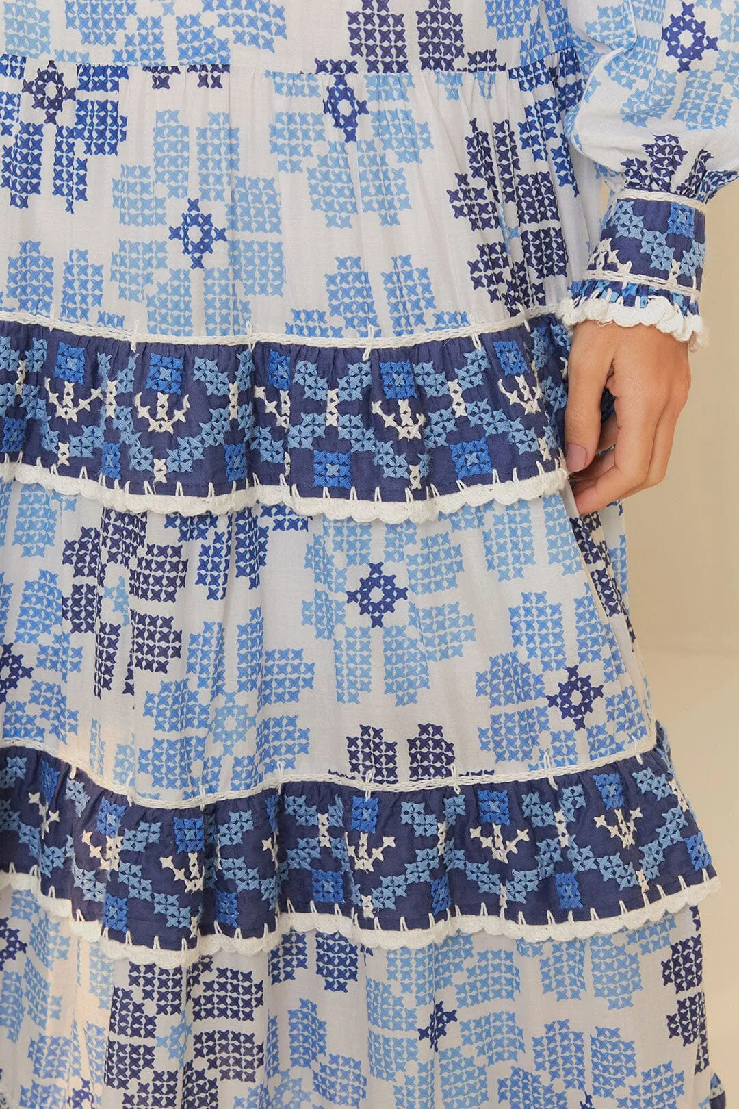 Off-White Stitched Flowers And Girls Midi Dress Work Smart