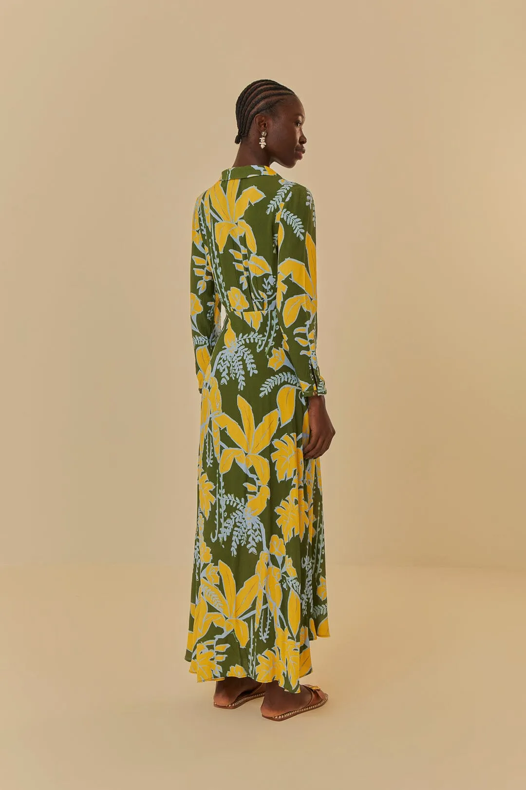 Designed to complement every body shape this dress enhances your natural silhouette Foliage Sketch Green V Neck Maxi Dress