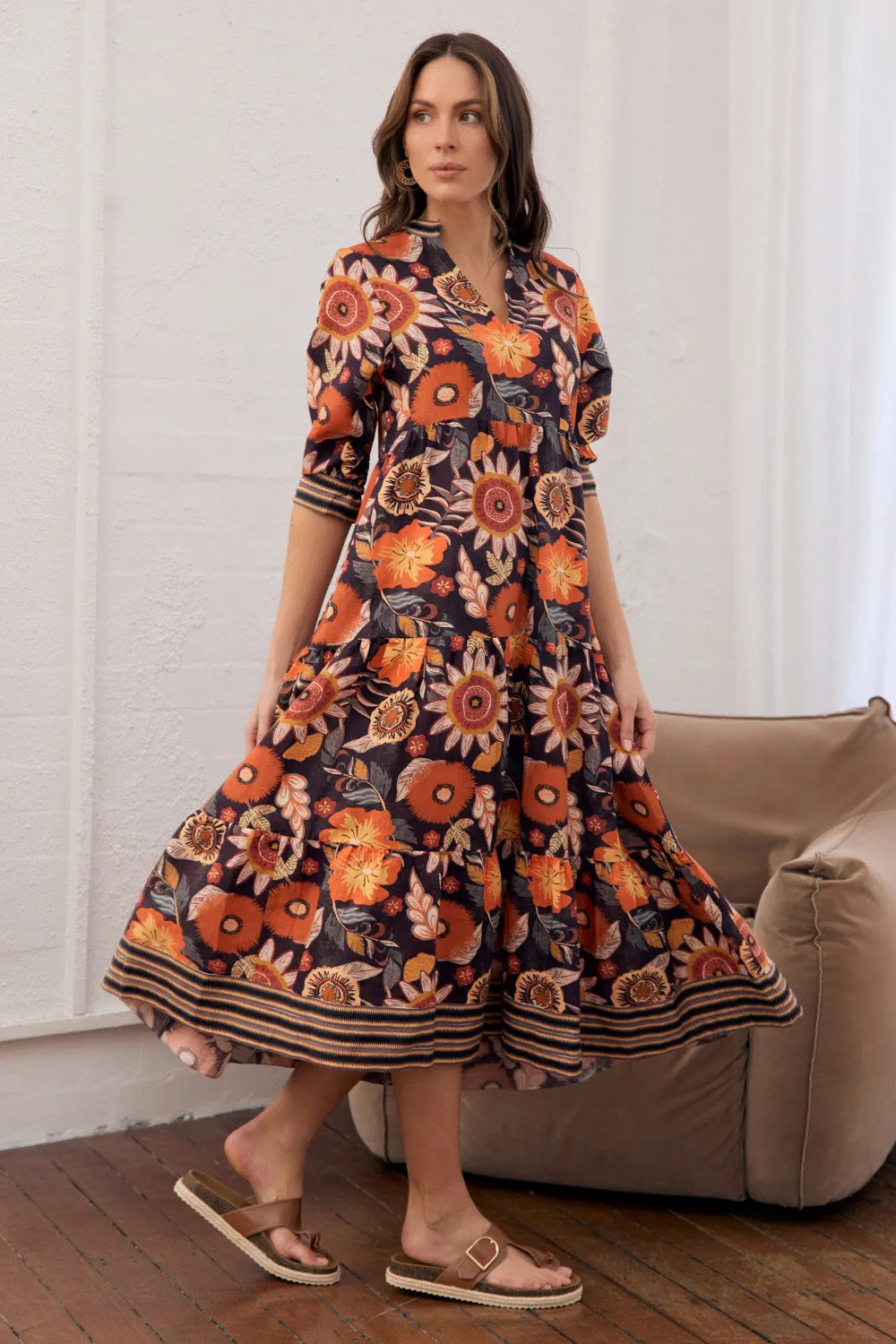 Sabre V-Neck Dress in Abigail With its simple and clean design this dress makes a chic statement wherever you go