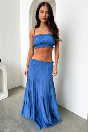 Selina Tiered Maxi Skirt - Royal Blue A Line Silhouette