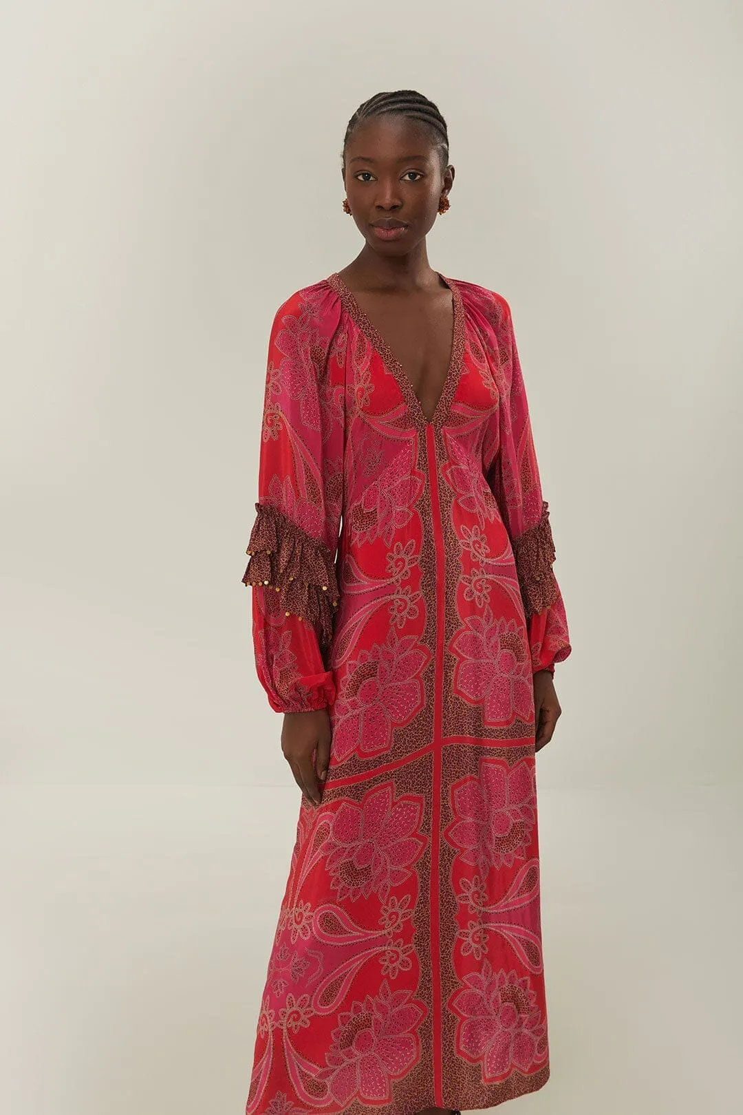 Blue Hour Pink Floral Glam Scarf Maxi Dress