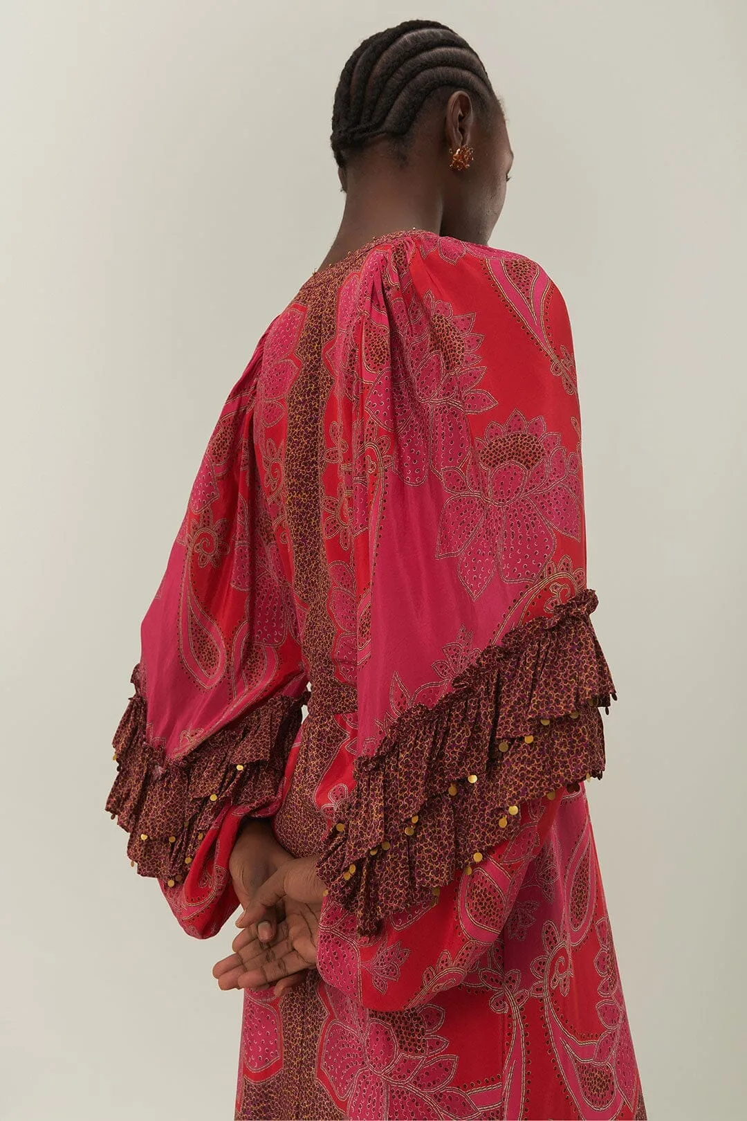 Heart Glow Pink Floral Glam Scarf Maxi Dress