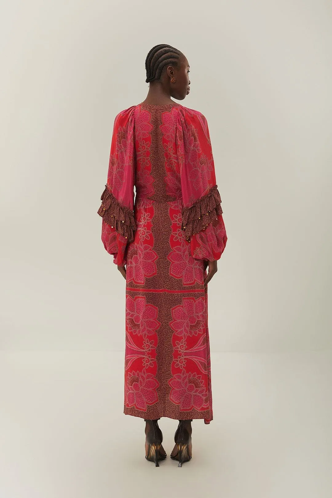 Event Perfect Crystal View Pink Floral Glam Scarf Maxi Dress