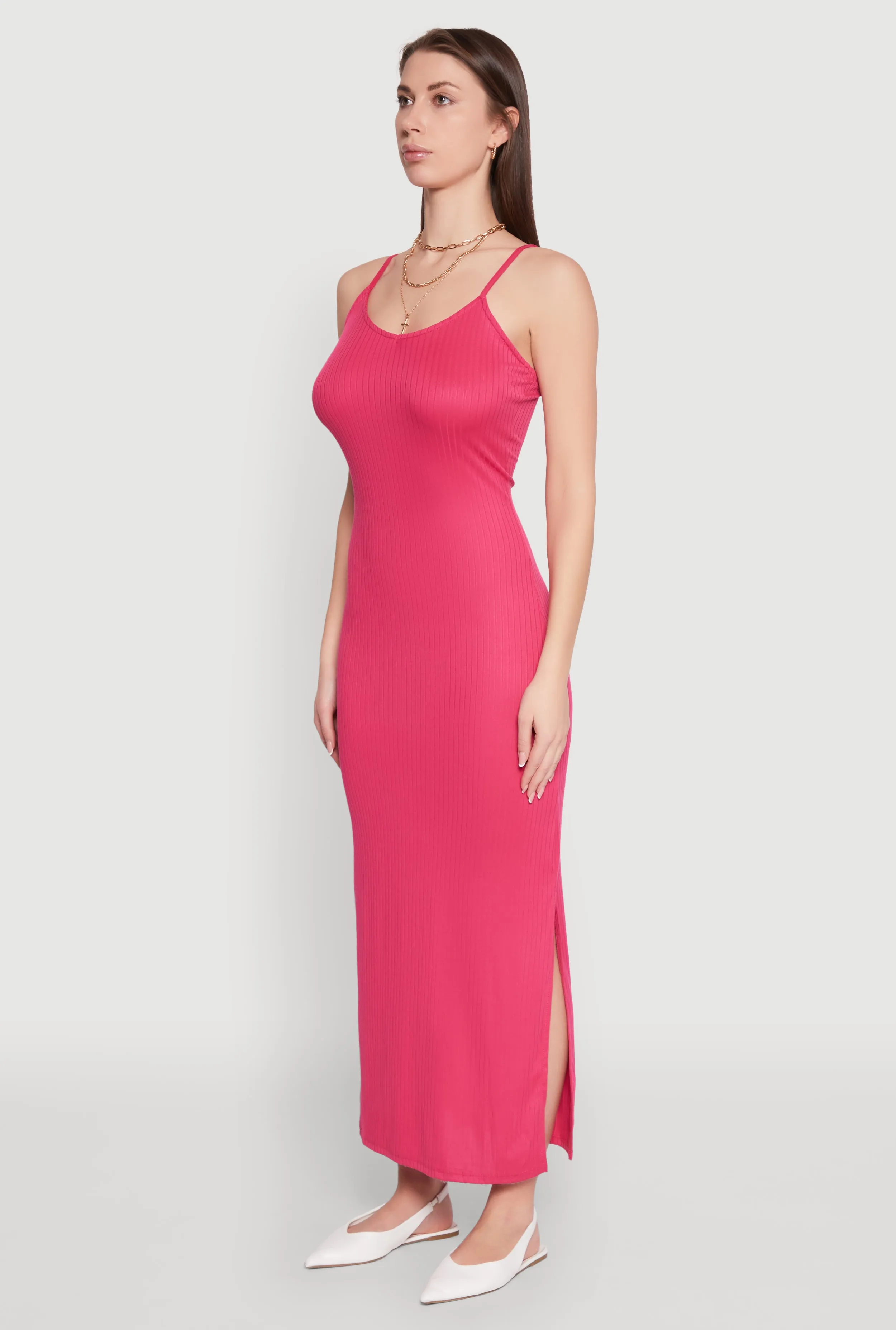 Side Slit V Neck Maxi Dress Vibrant boho dress Coral Glow
