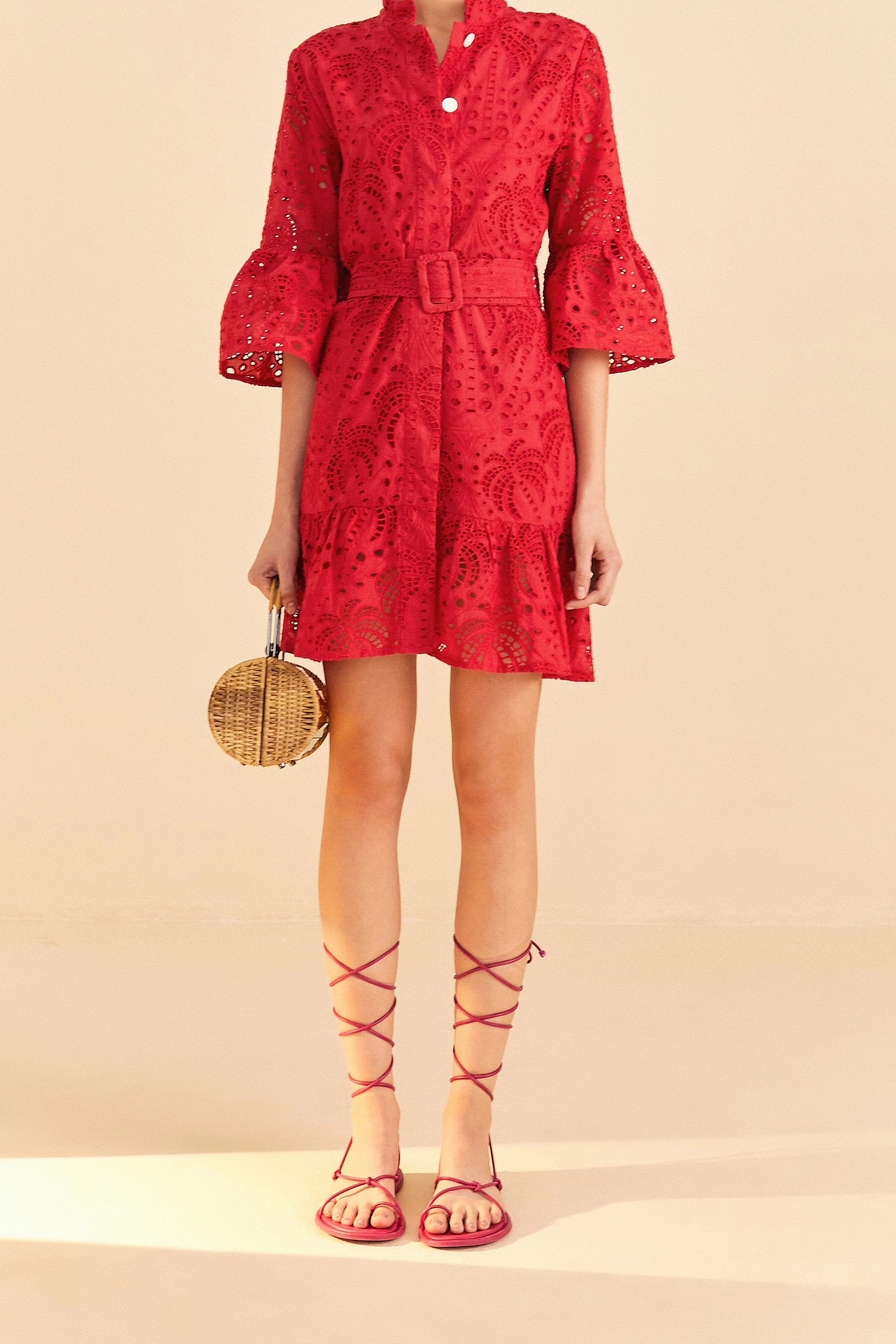 Red Palm Tree Mini Dress Floral Vibe