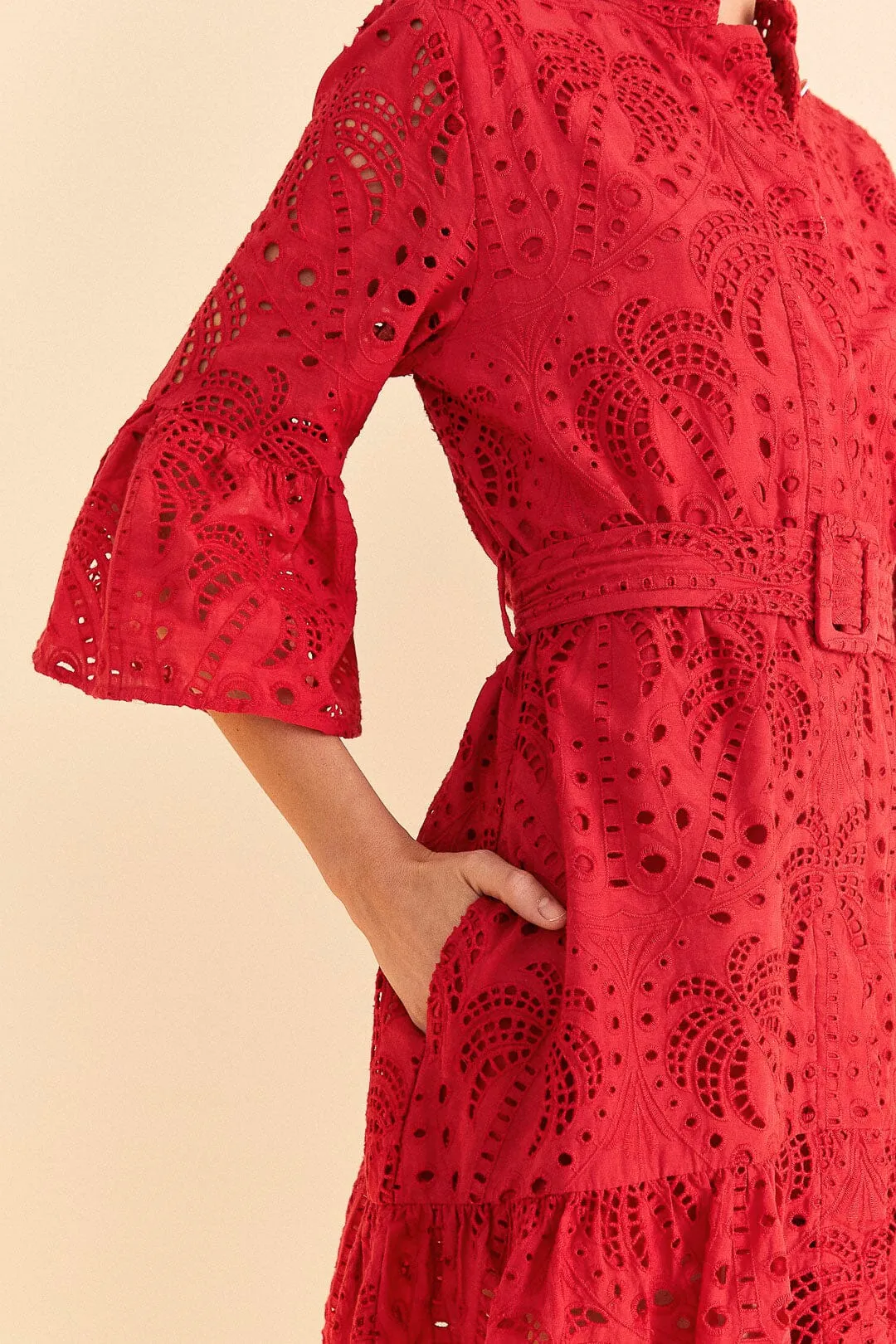 Red Palm Tree Mini Dress Evening Glow Scene Soft