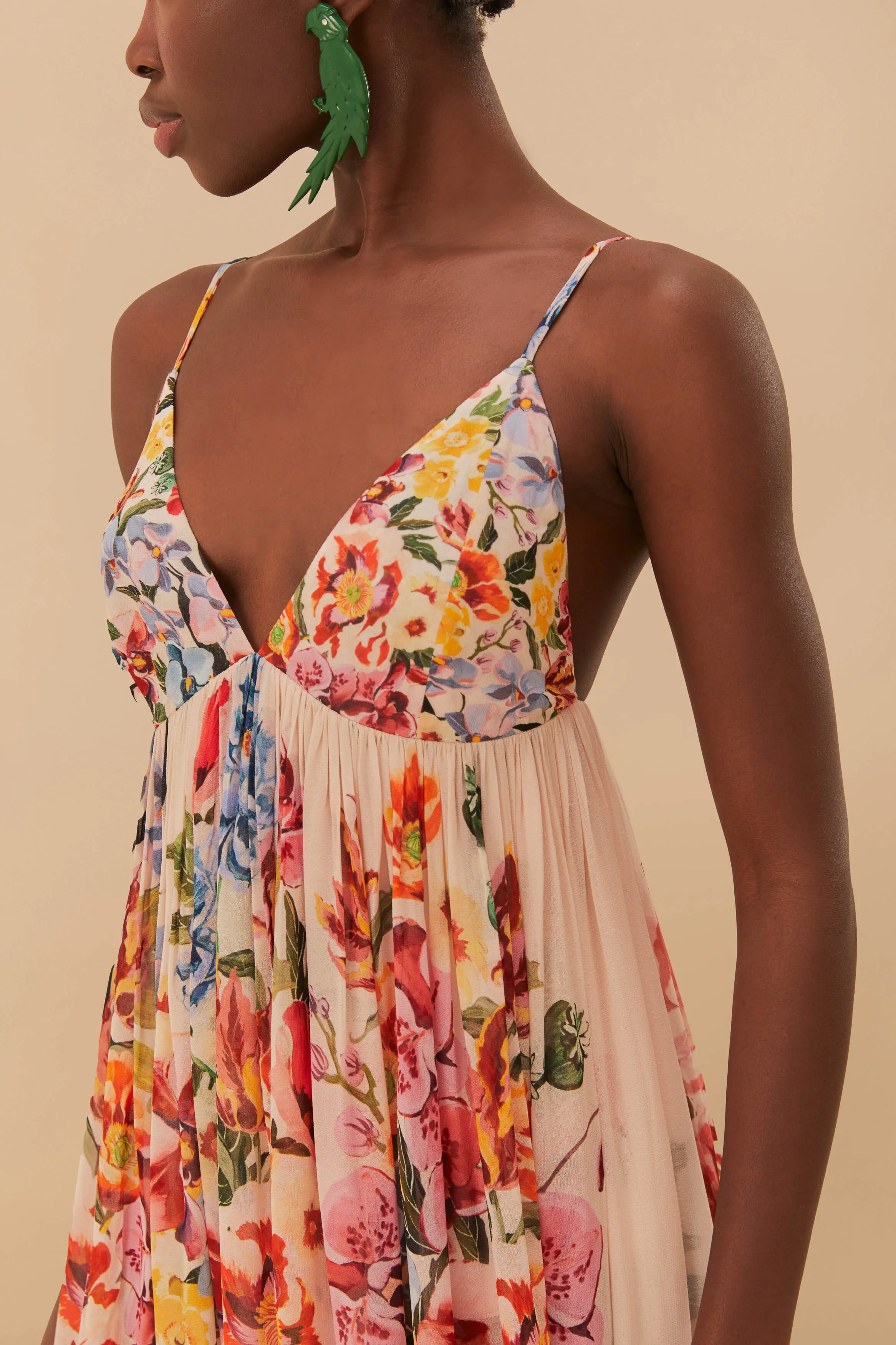 Flower Lane Garden Terrace Pink Maxi Dress
