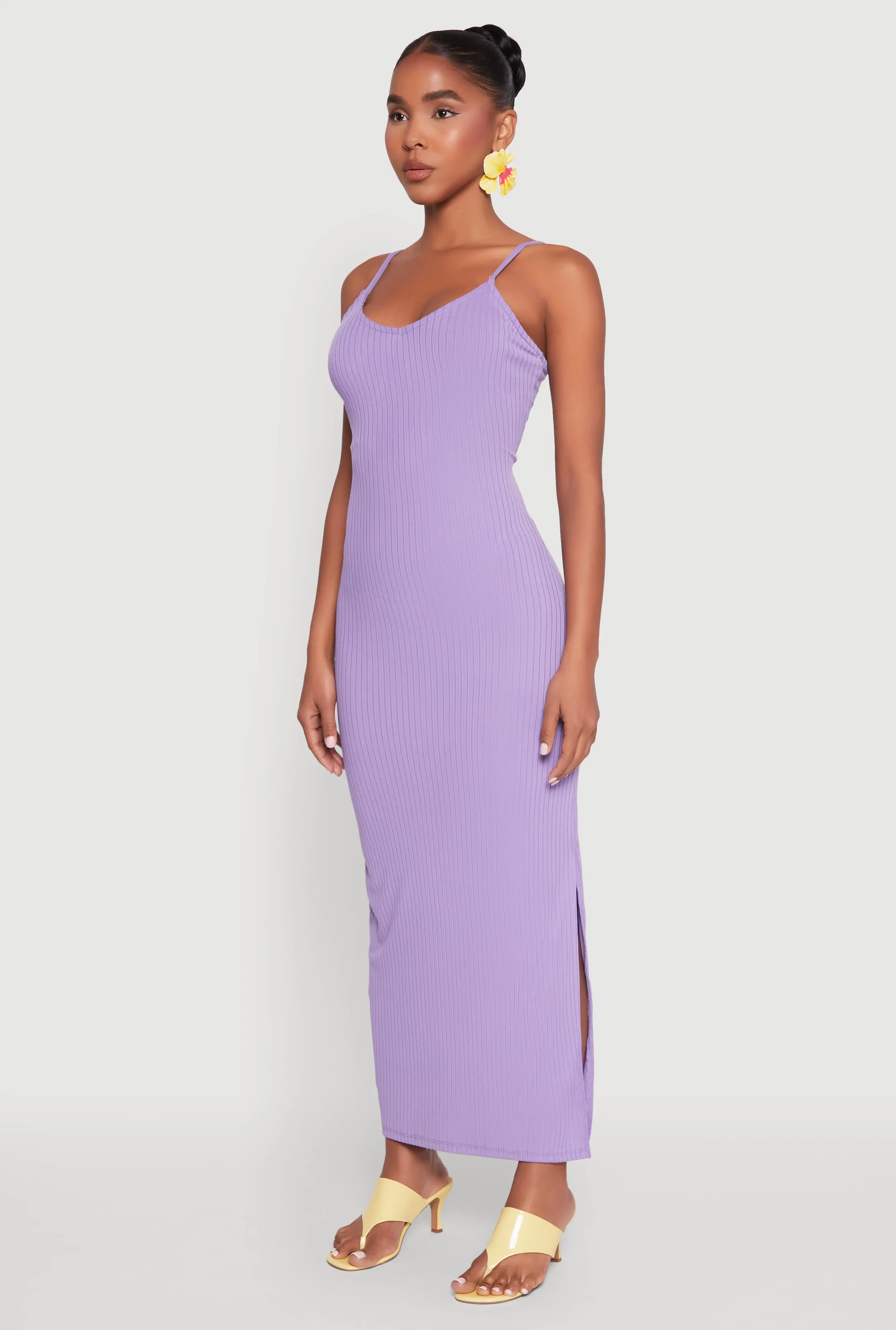 Side Slit V Neck Maxi Dress Galaxy View