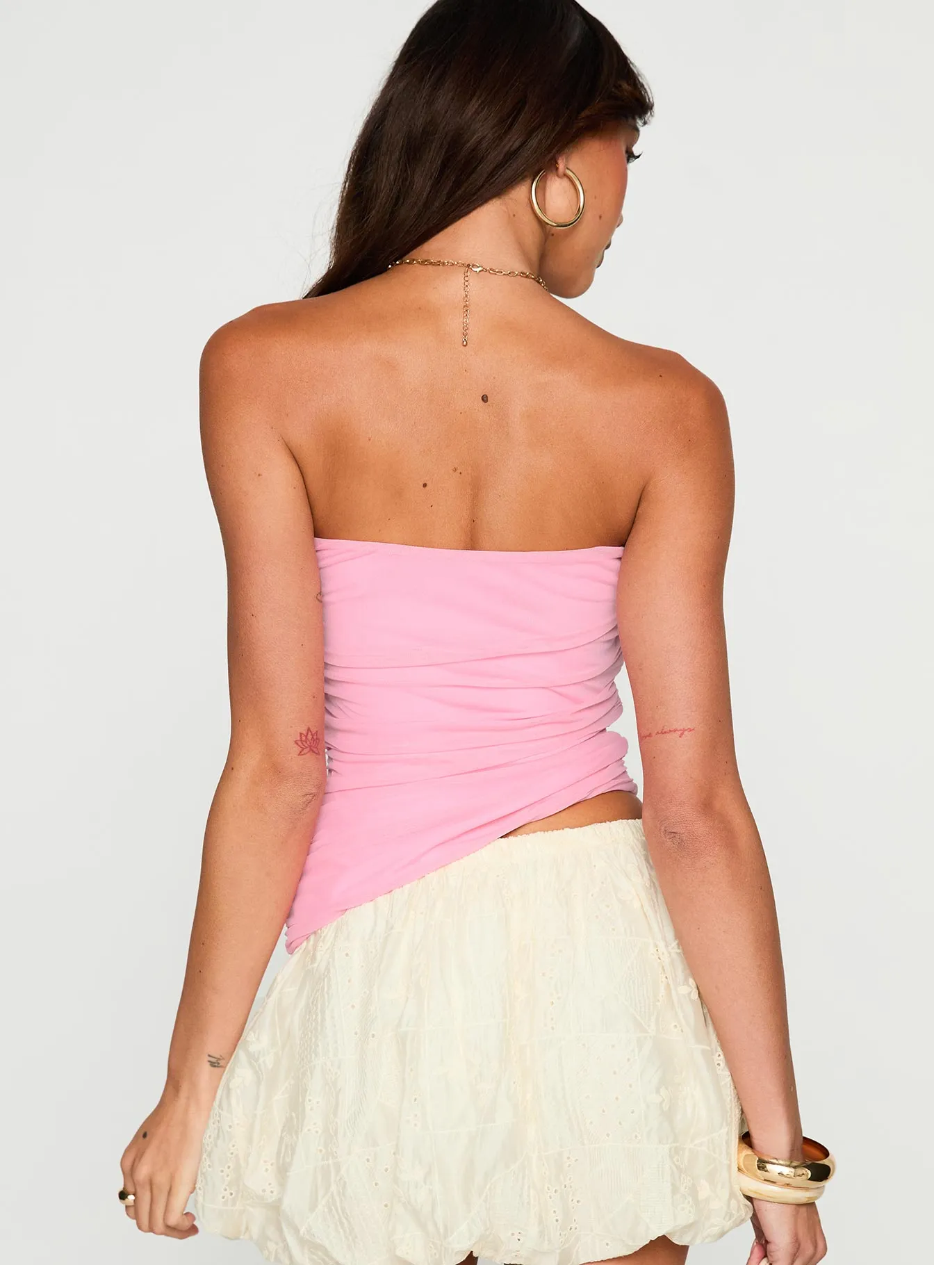 Ventilated Panel Design Reminisce Strapless Hardware Detail Top Pink