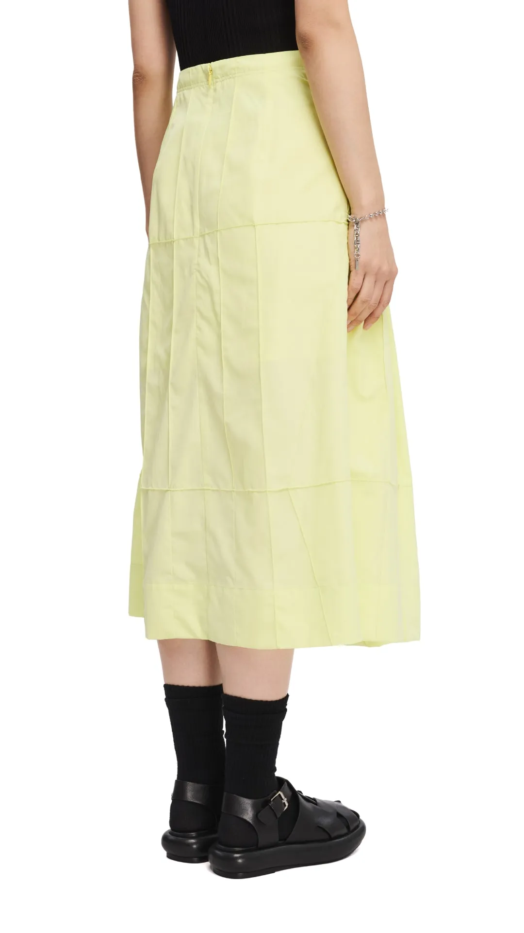 Soft Combo Contrast Panel Tucks Skirts