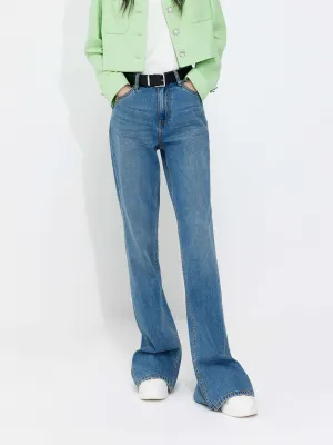Back Slit Straight Jeans Weekend Warrior Elegant Loose Spring Mood