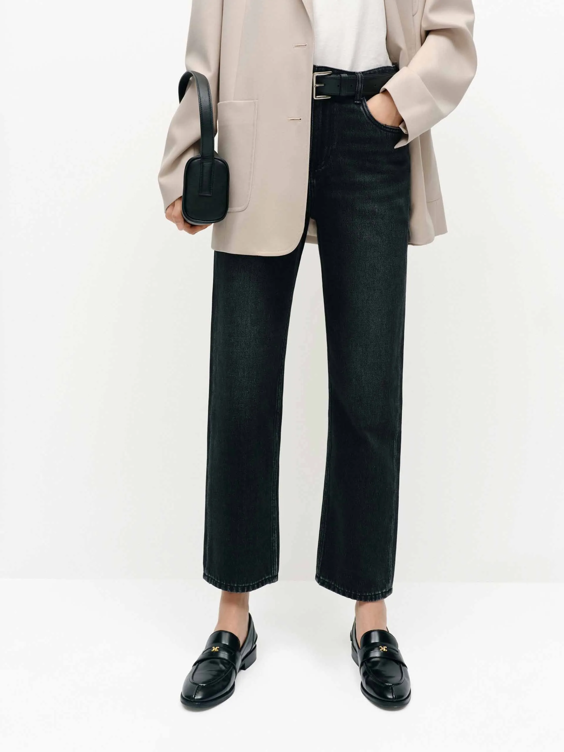 Slim Family Style Daily Wear Flexible Style Black Wash Ankle Jeans