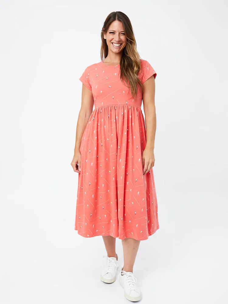 PressureRelief Seams Lightweight insulation Logan Midi Dress - Badminton Melon