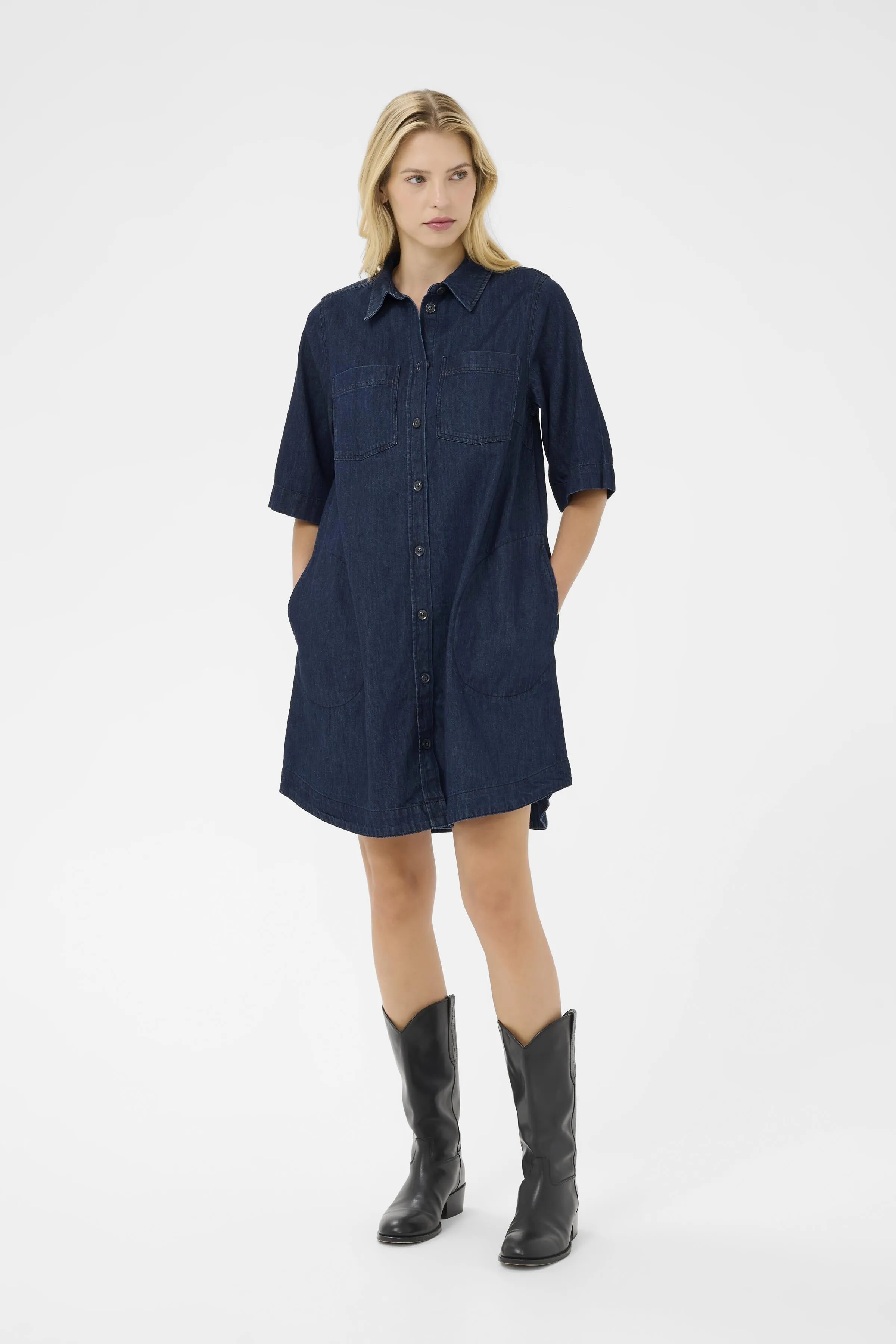 Sardia Denim Dress DoubleStitchReinforcement