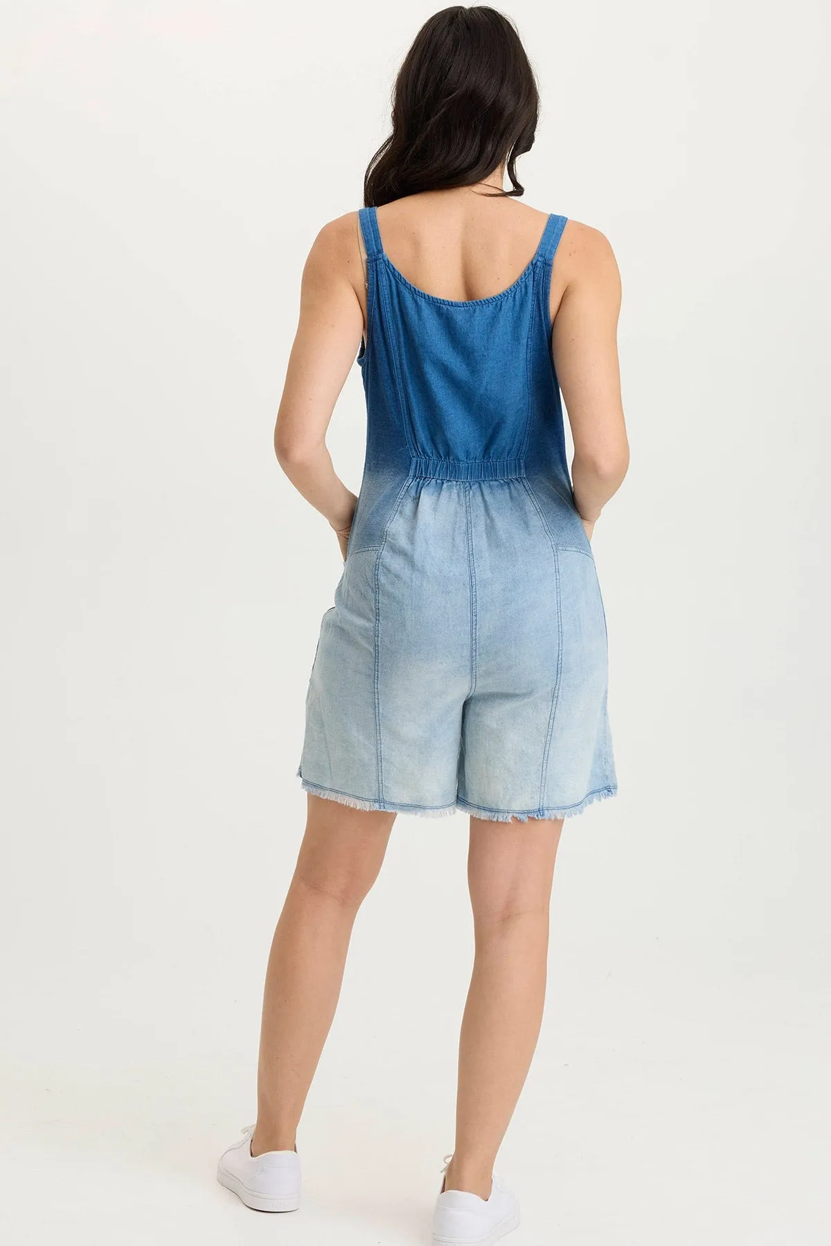 Sauni Indigo Twill/Jersey Adjustable Romper Boho Free StretchableFabric