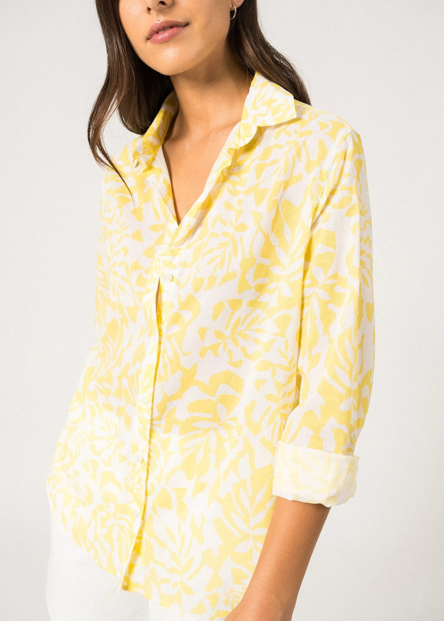 EcoConscious Production JEANNE - Shirt with Floral Motifs for Women | Light Cotton  (WHITE / YELLOW)