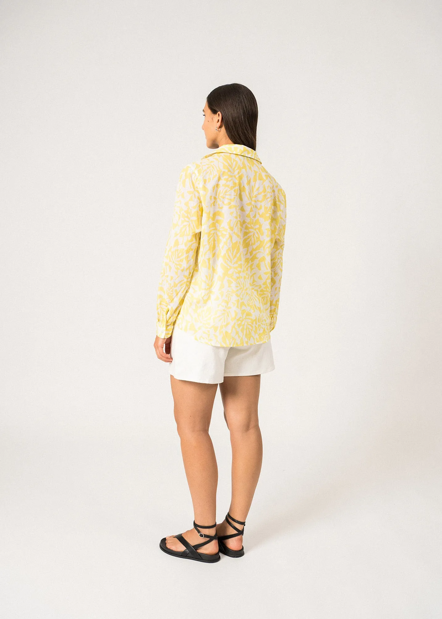 Work Ready JEANNE - Shirt with Floral Motifs for Women | Light Cotton  (WHITE / YELLOW)