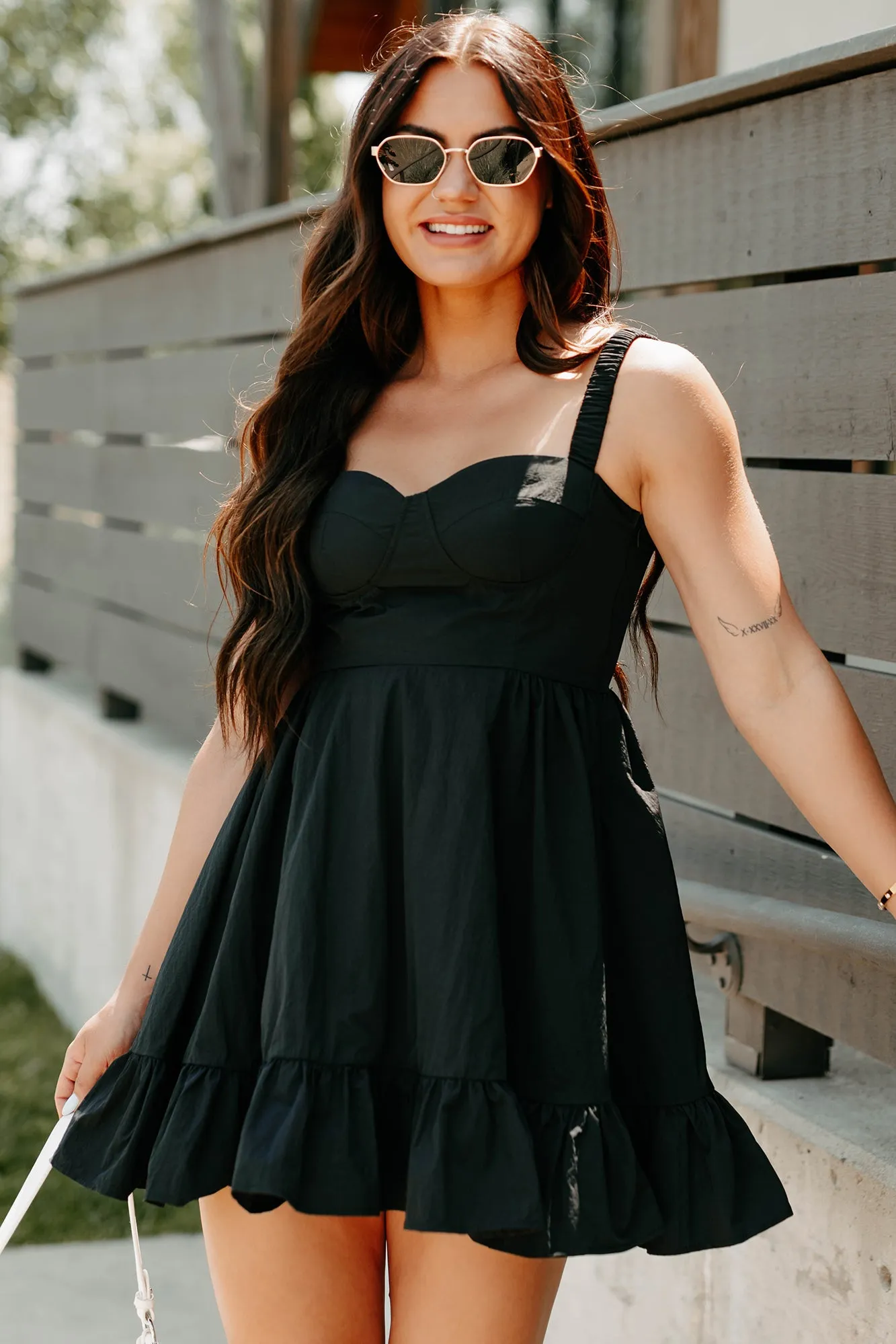 Dahlia Dreams Sleeveless Mini Dress (Black) Cozy Comfort Fade Resistant