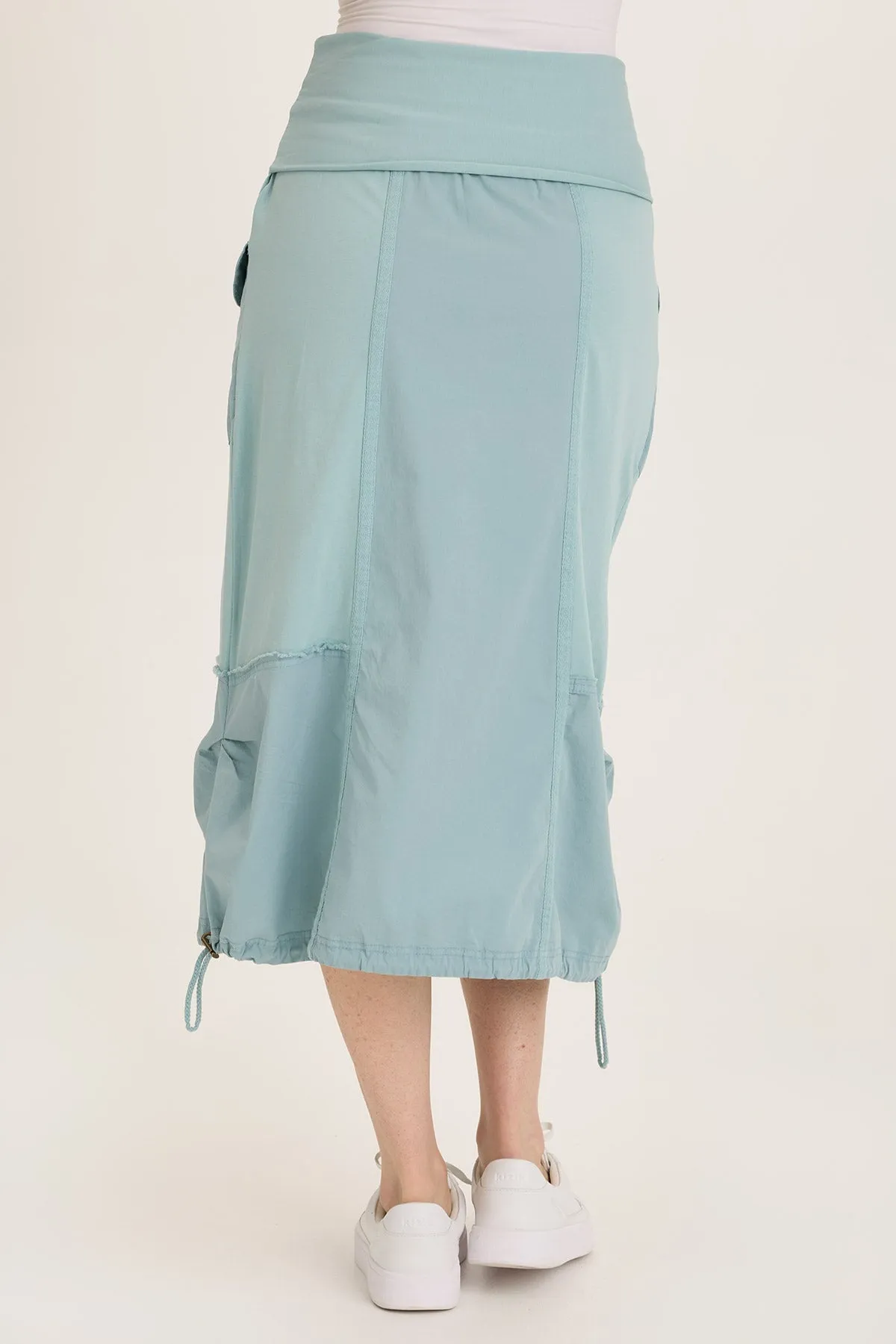 Marconi Cargo Cinch Bubble Hem Midi Skirt Street Light Placket Closure
