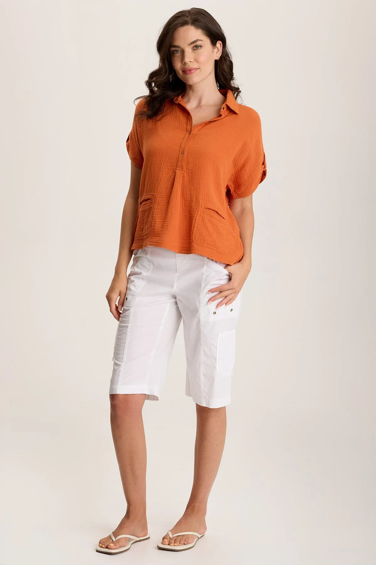Anders Short Sleeve Collared Top Boho Light AbrasionResistant