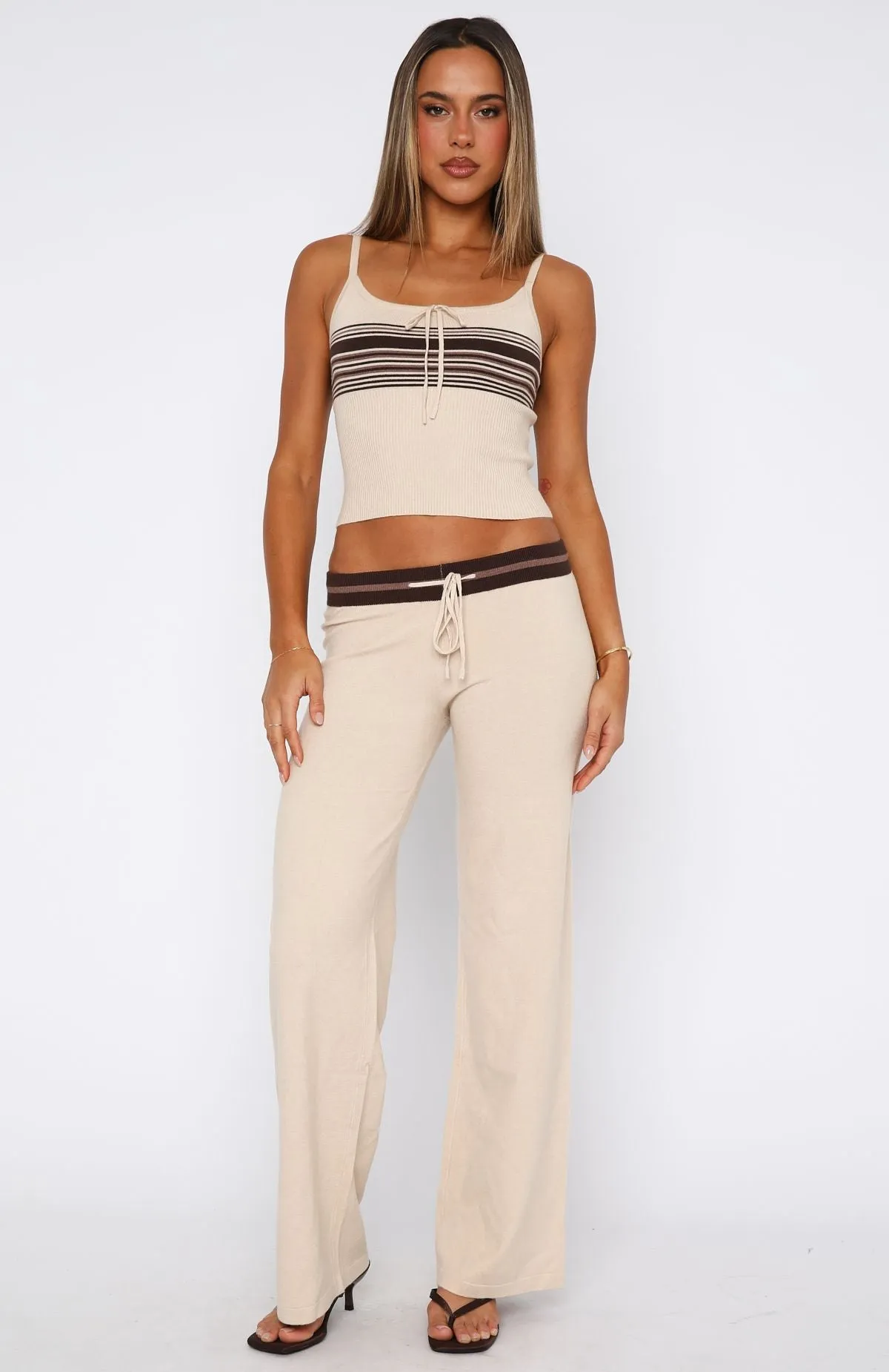 Stable performance low quality Keep Driving Knit Cami Top Chocolate Stripe