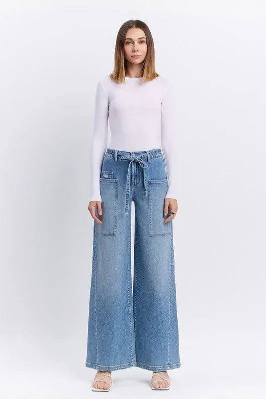 Flying Monkey Tie Waist Wide Leg Jean Easy Cool Urban Pulse
