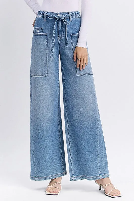 Gentle Breeze SeamlessConstruction Flying Monkey Tie Waist Wide Leg Jean