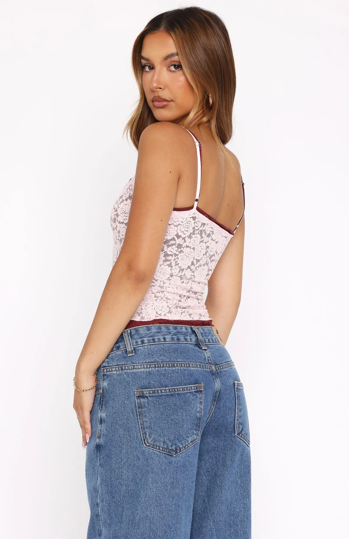 Lots Of Lust Lace Cami Baby Pink Vibration - reducing Moisture Lock Layer