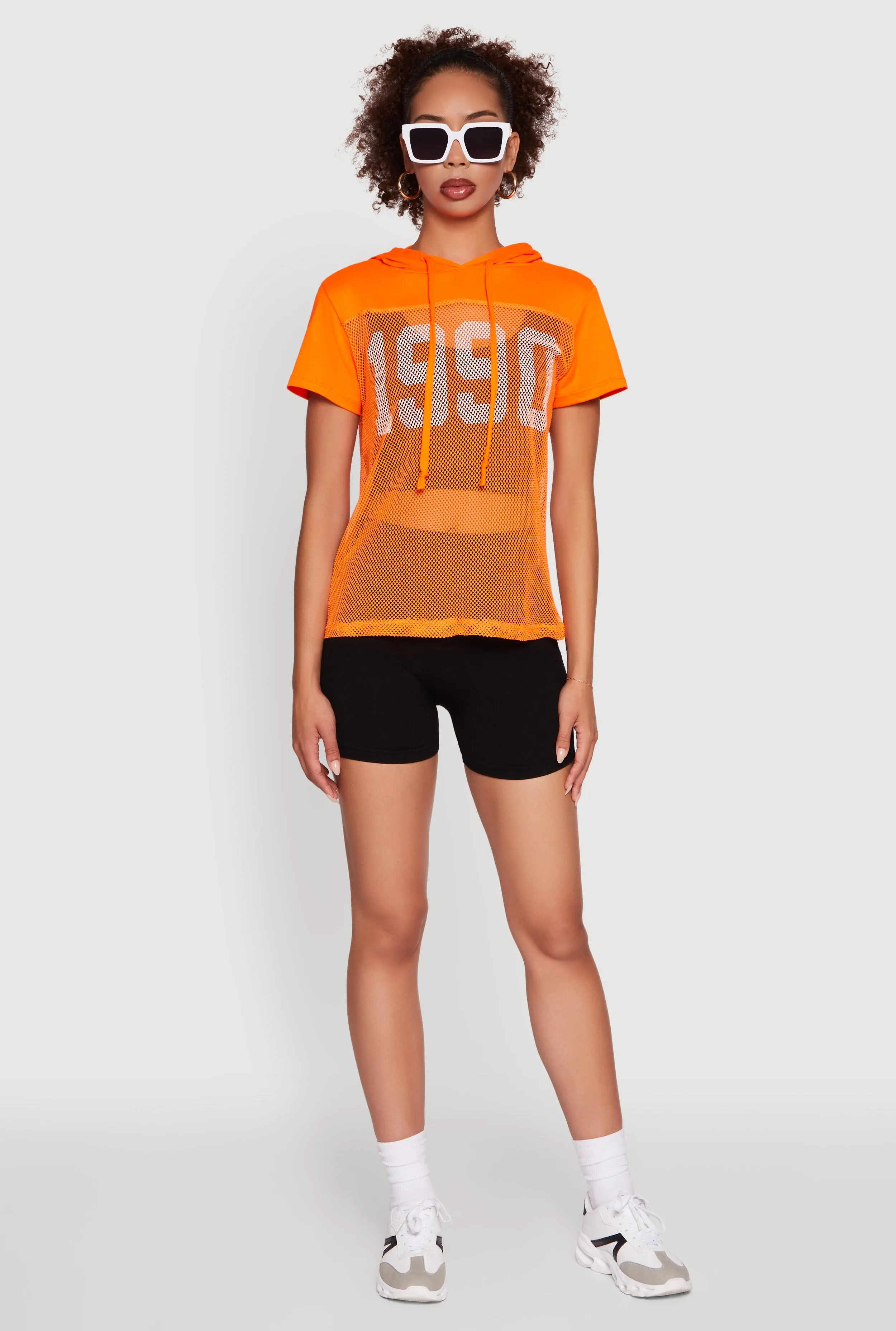 Fishnet 1990 Graphic Hooded Short Sleeve Top Premium Comfort
